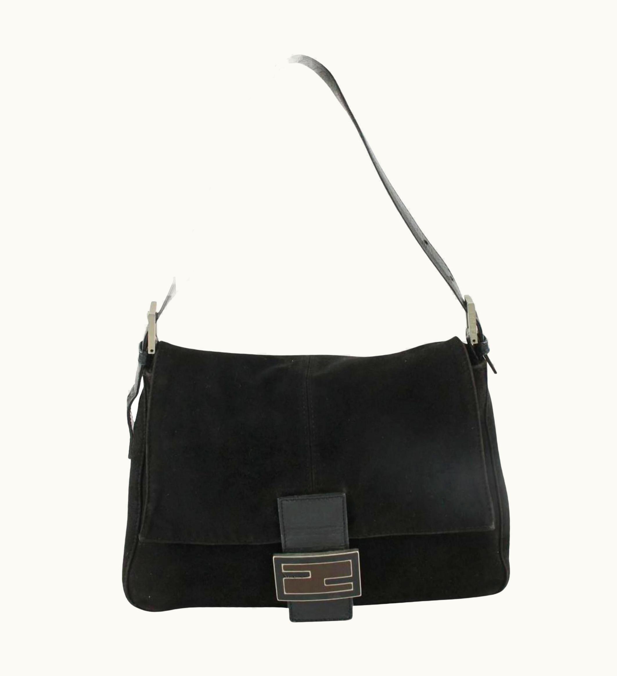 Fendi Fendi Black Suede Mama Baguette Shoulder Flap Bag 1115f15