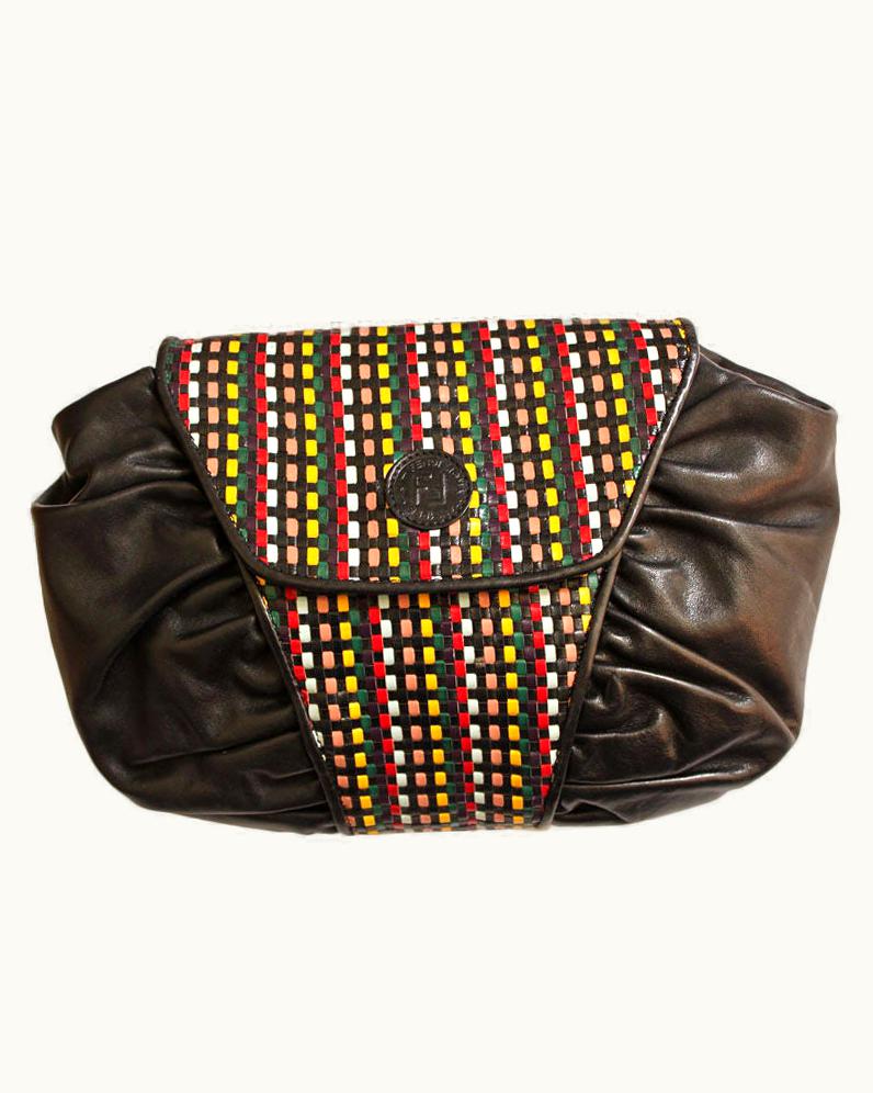 Fendi Fendi Woven Leather Convertible Clutch Bag