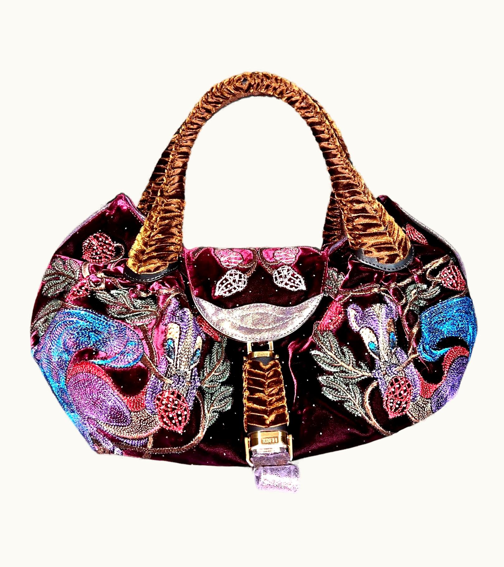 Fendi Fendi Limited Edition Squirrel Spy Bag Velvet Hand-Embroidery Crystals AW 2005