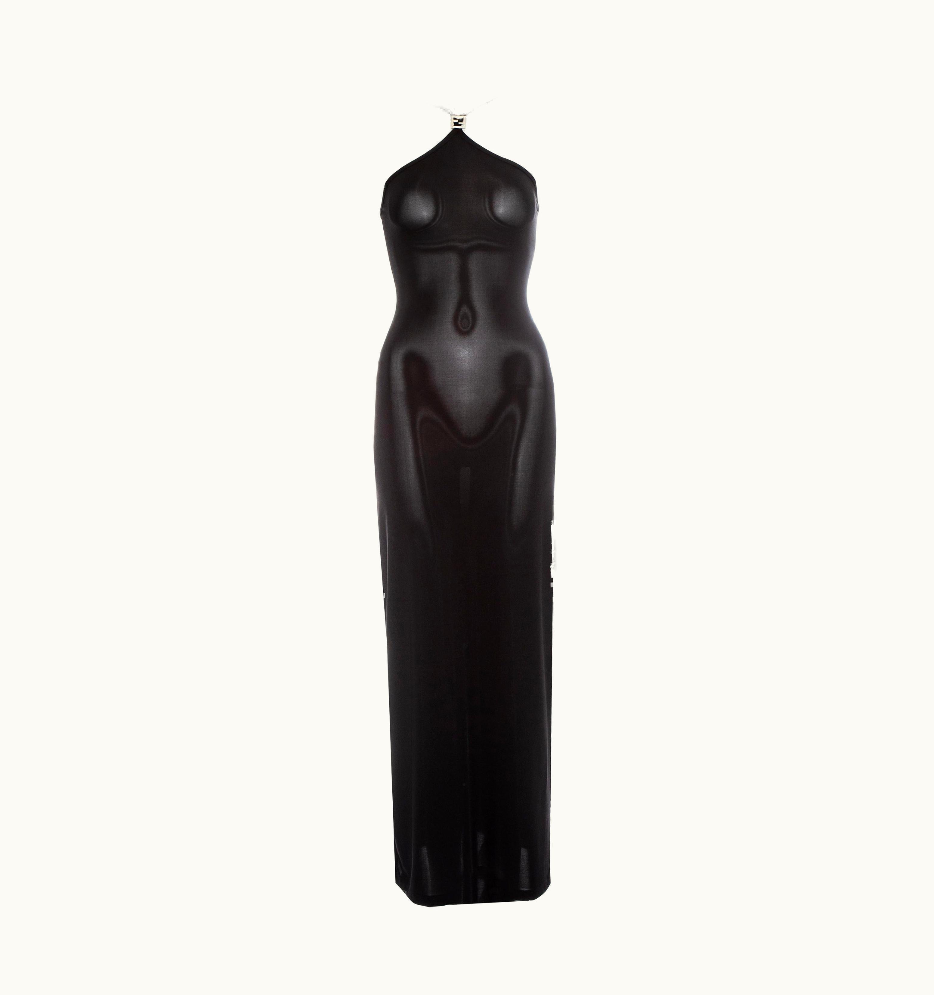 Fendi Fendi By Karl Lagerfeld Black Lycra Maxi Dress, S/S 1997