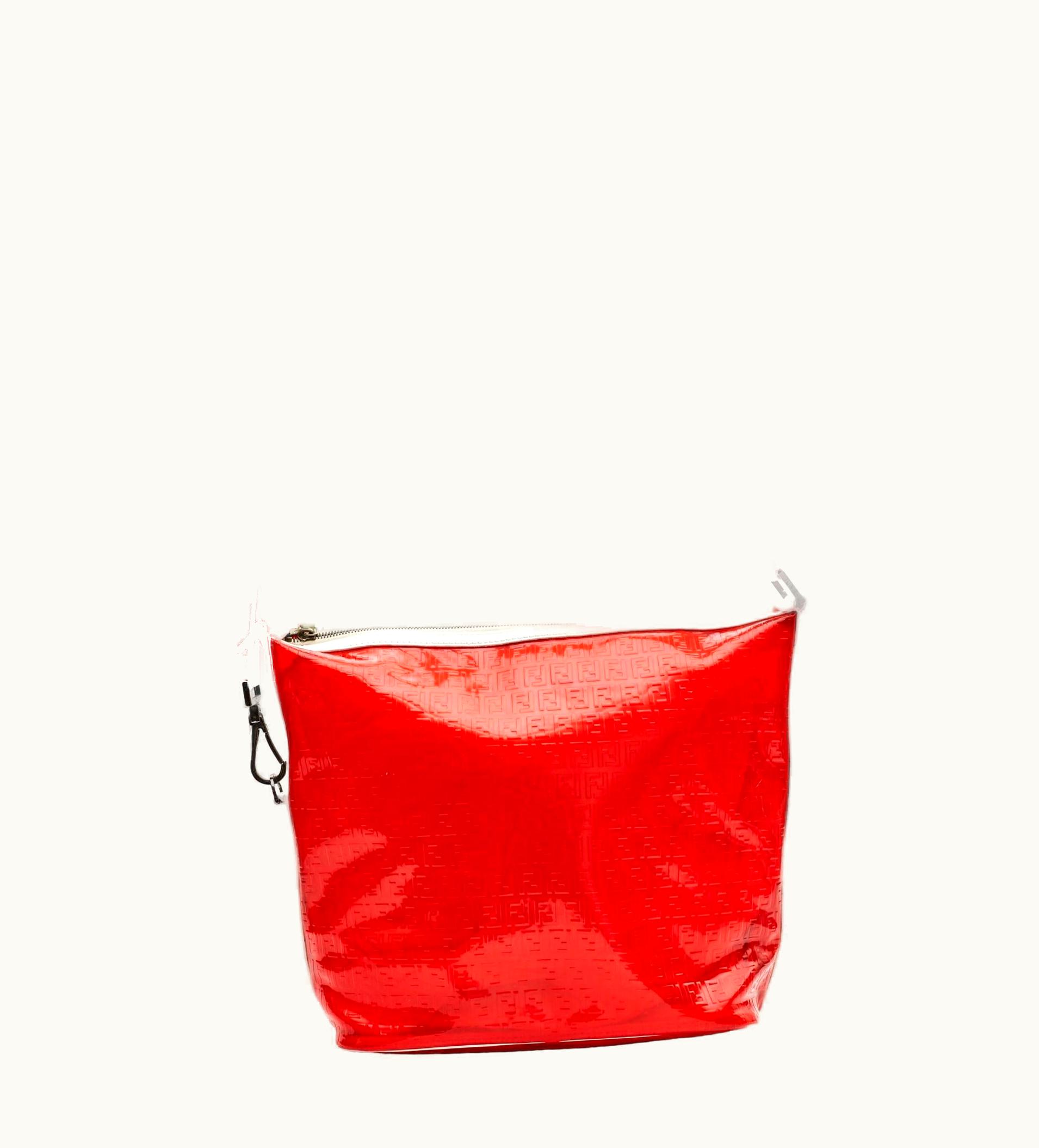 Fendi Fedni Red Pvc Transparent Zucca Shoulder Bag