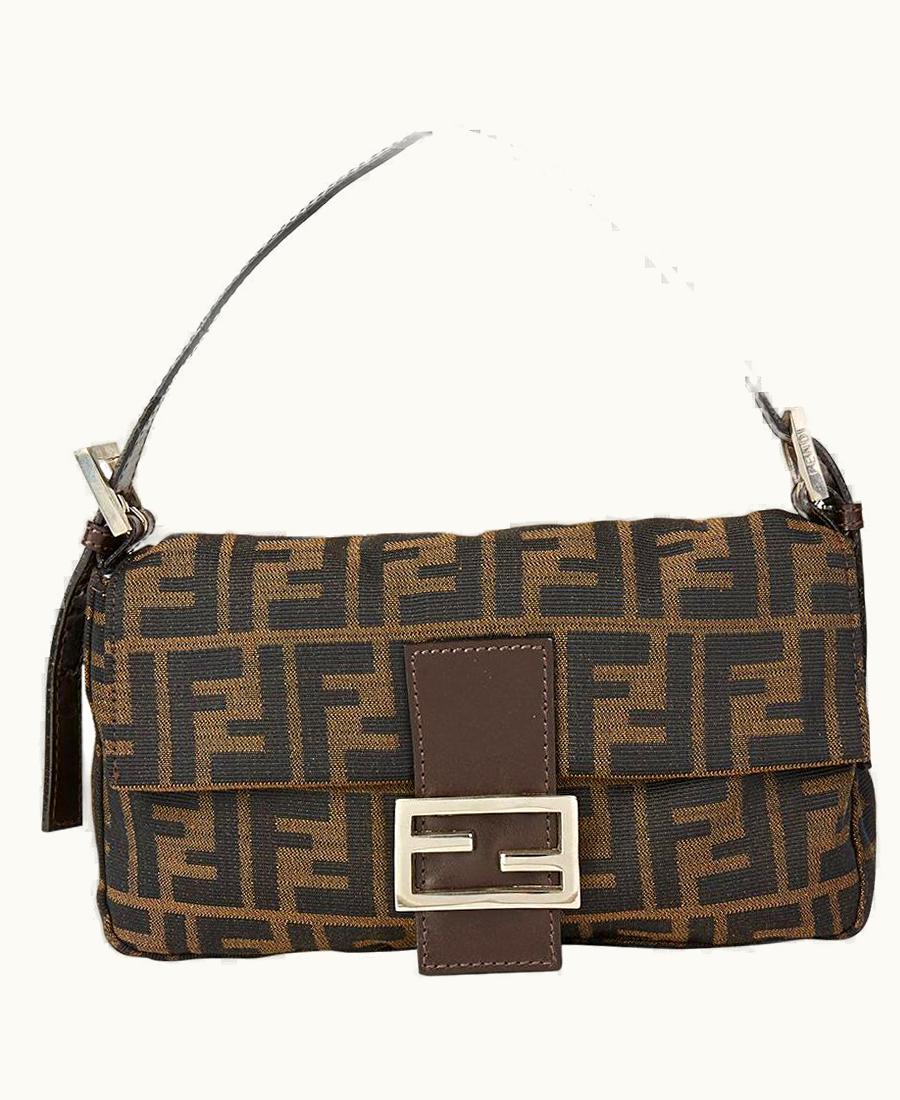 Fendi 2000 Fendi Brown Monogram Canvas Baguette