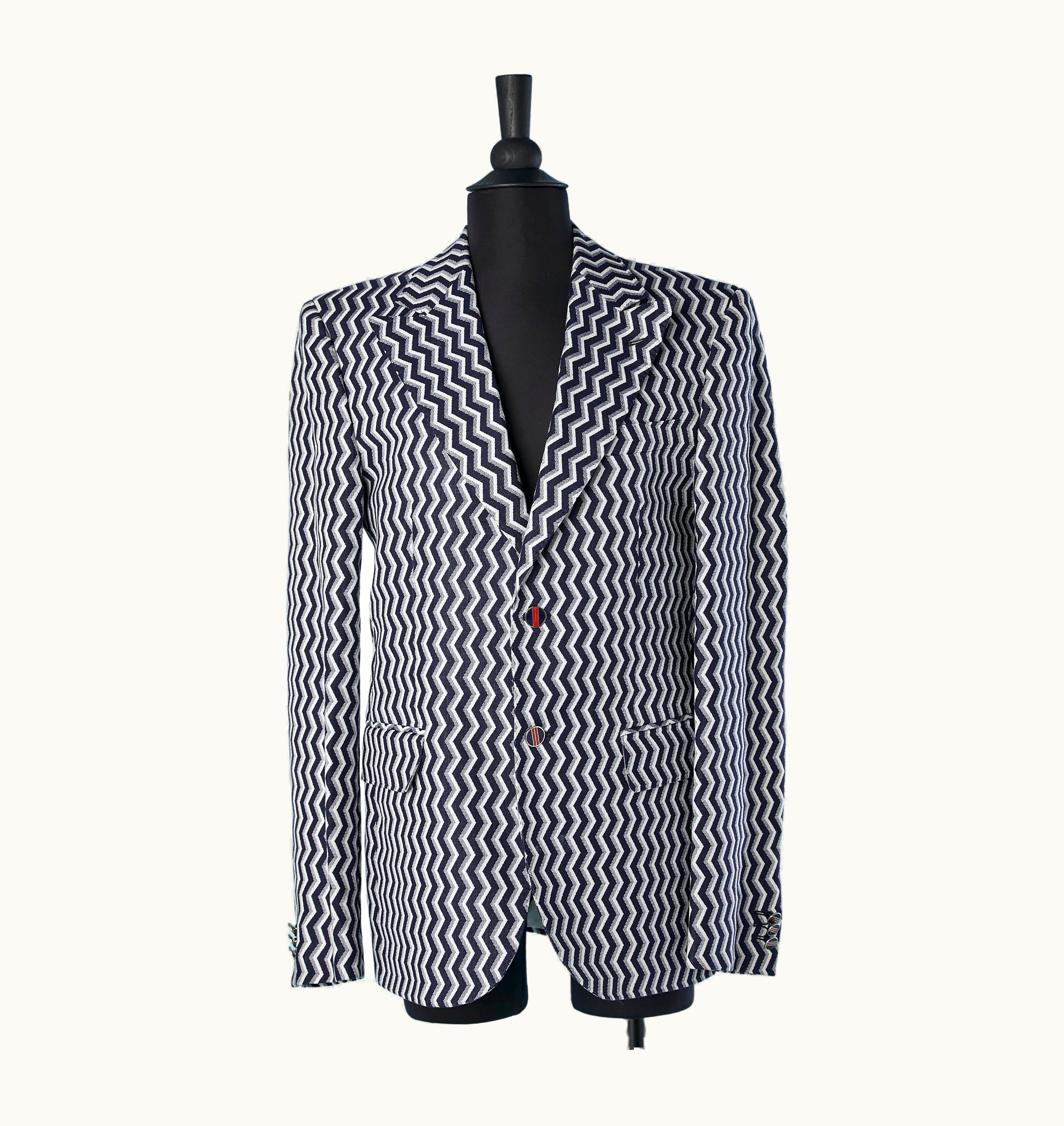 Fendi Zigzag Jacquard Pattern Men Jacket With Branded Lining Fendi