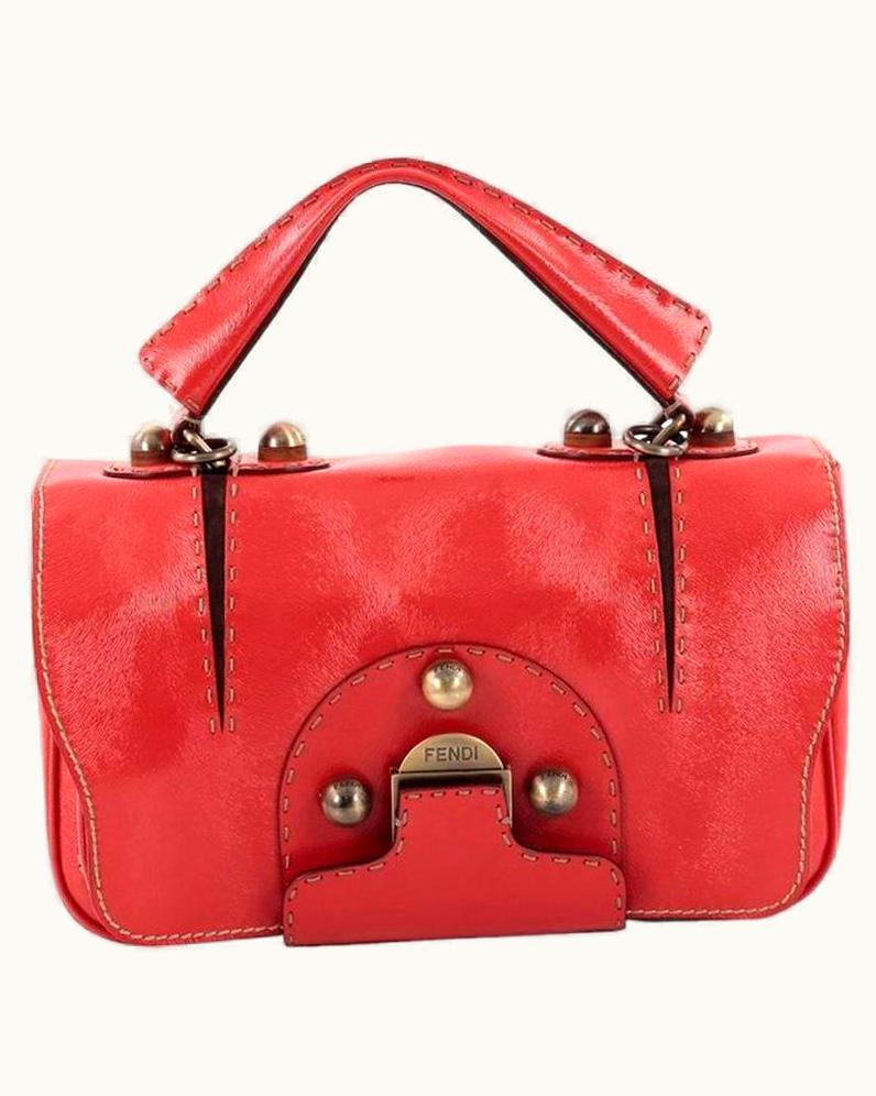 Fendi Fendi Secret Code F3 Convertible Satchel Textured Leather