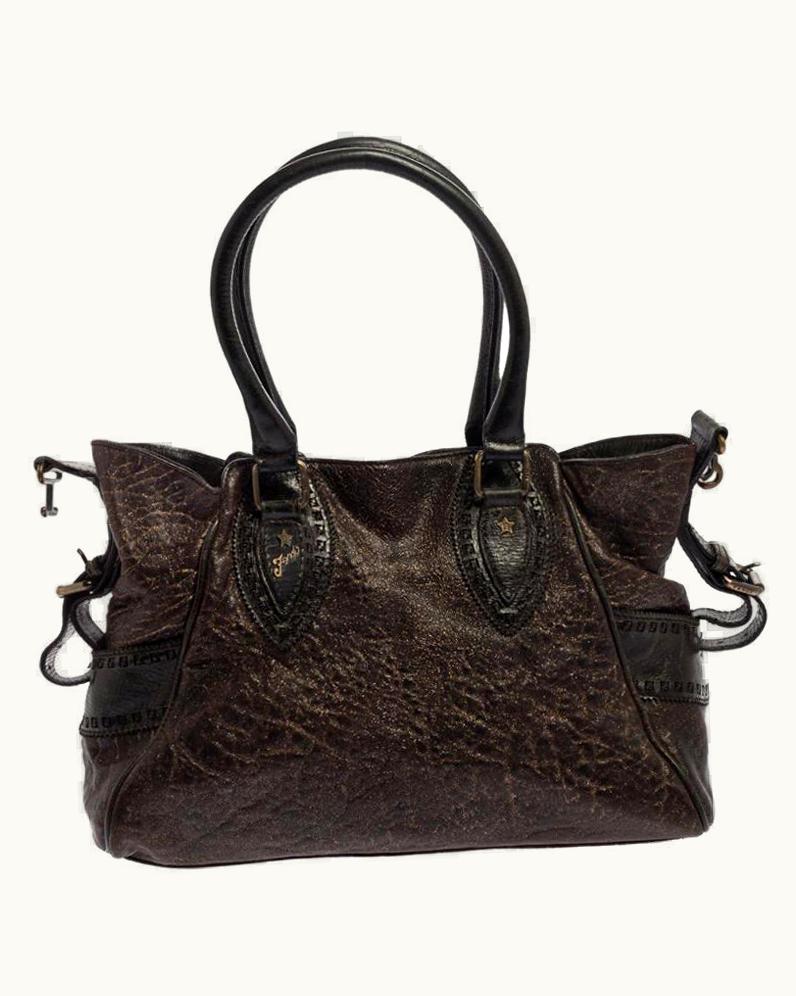 Fendi Fendi GLINT Chef De Jour Small Studded Leather Bag Dark Brown