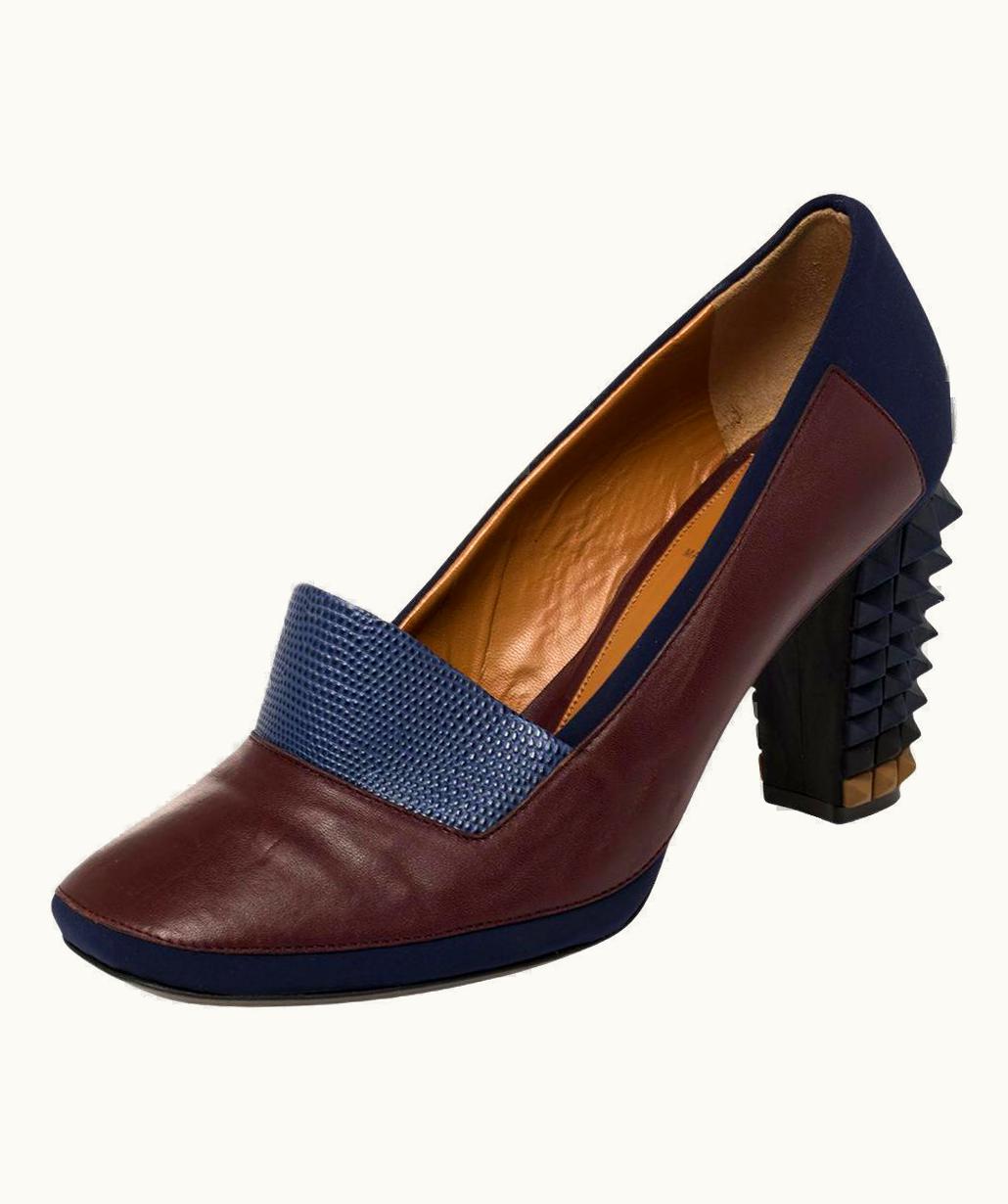 Fendi Fendi Lizard Embossed Leather Polifonia Court Studded Heel Pumps