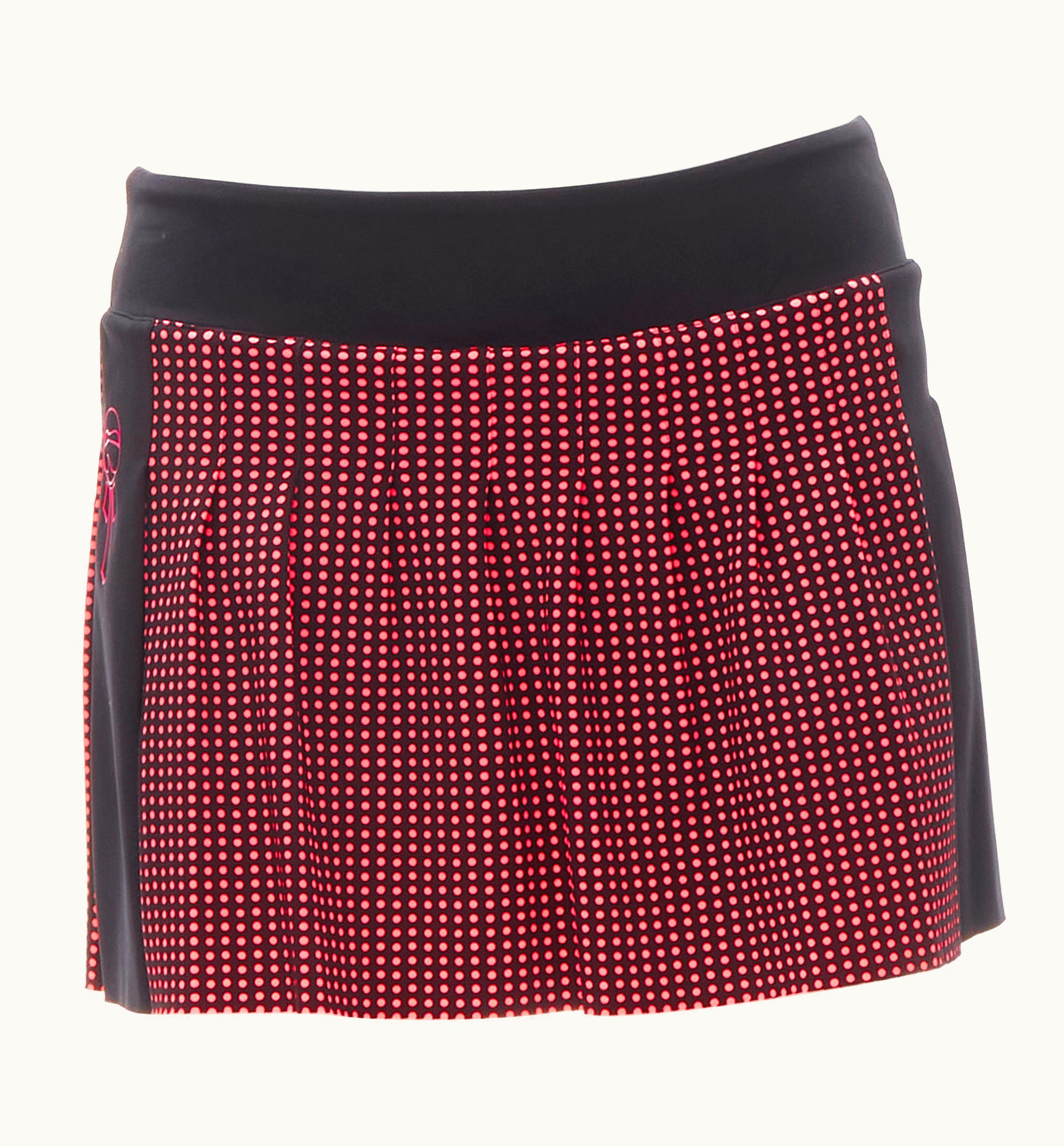 Fendi Fendi Activewear Karl Love Black Pink Polka Dot Lined Pleated Skirt