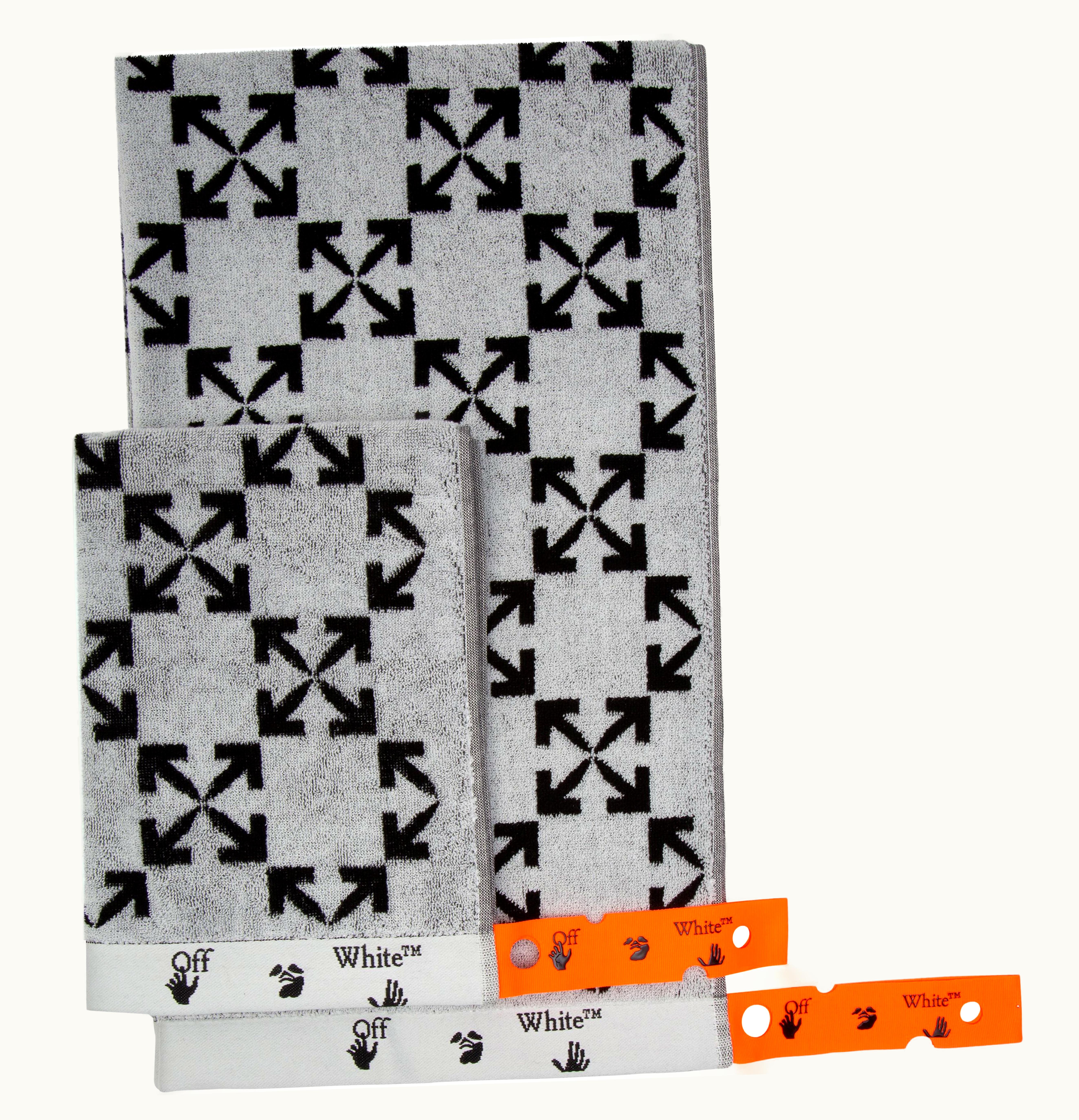 OFF-WHITE OFF WHITE Arrow Pattern Towel Set White Black