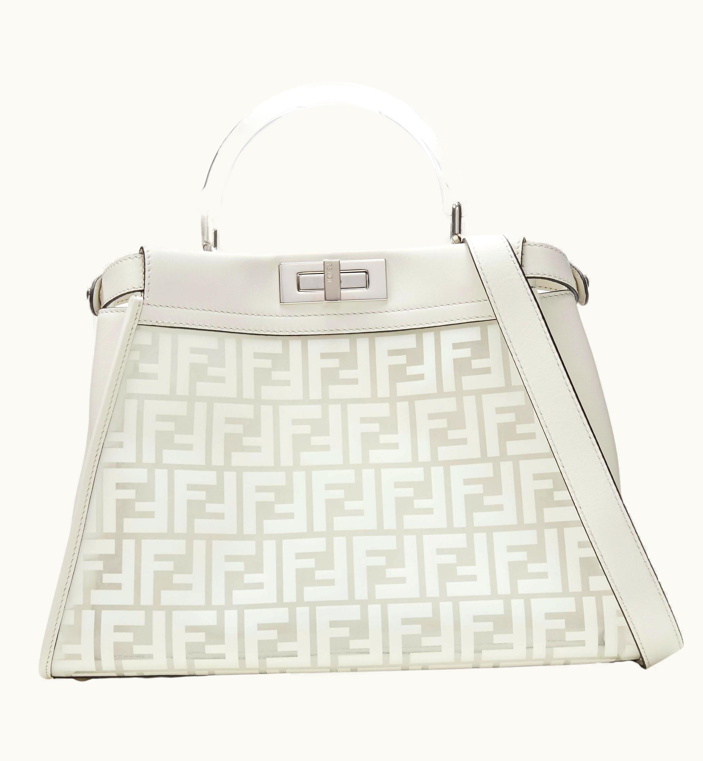 Fendi Rare Fendi 2019 Limited Peekaboo Ff Zucca Clear Pvc Monogram Perspex Handle Bag