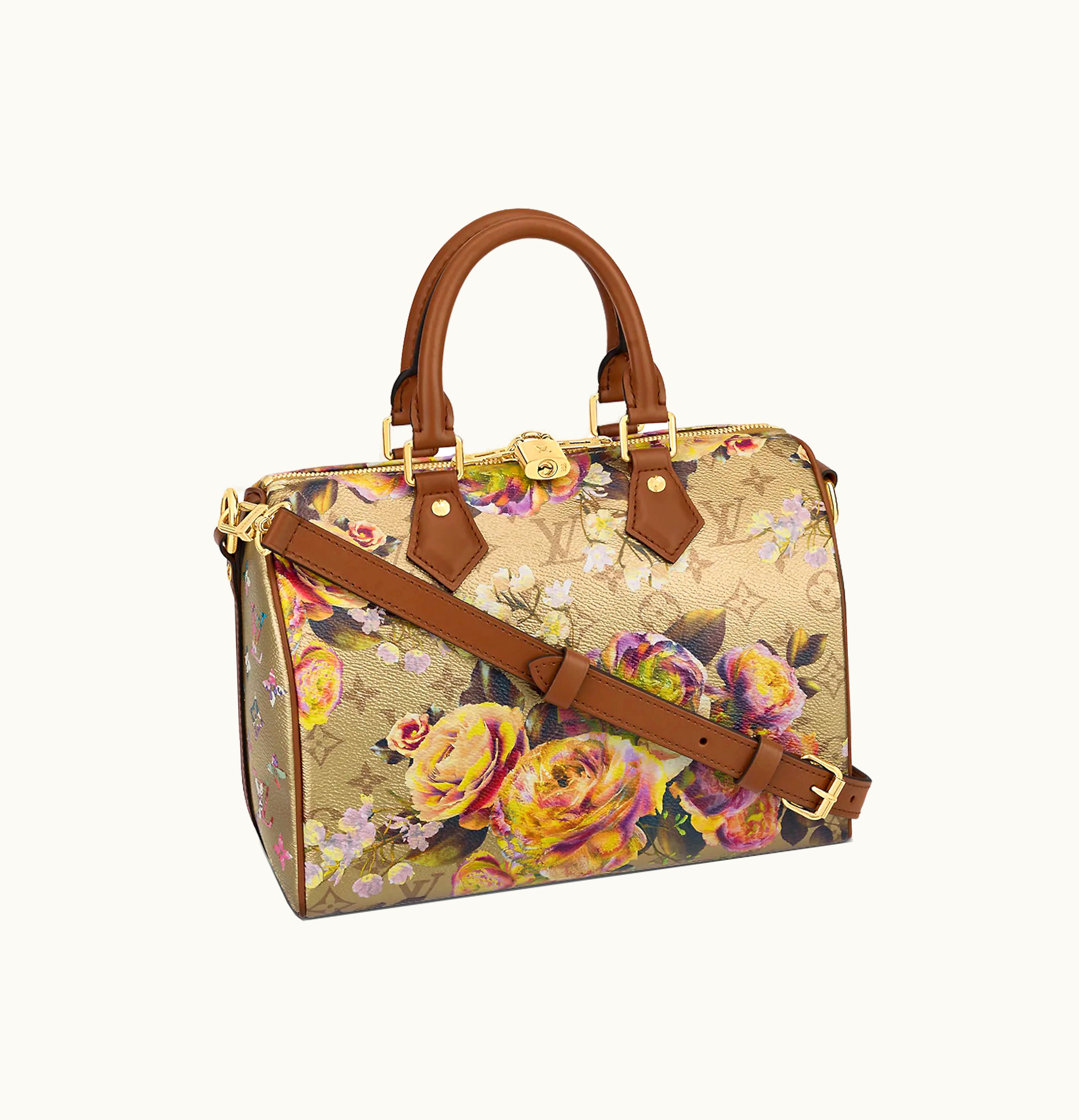 Louis Vuitton Louis Vuitton Speedy Bandouliere 25 Floral Pattern Gold UZ0059972