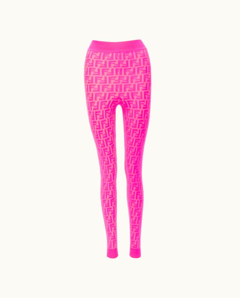 Fendi Fendi Nicki Minaj Prints On Runway Neon Pink Ff Zucca Leggings UZ0599762