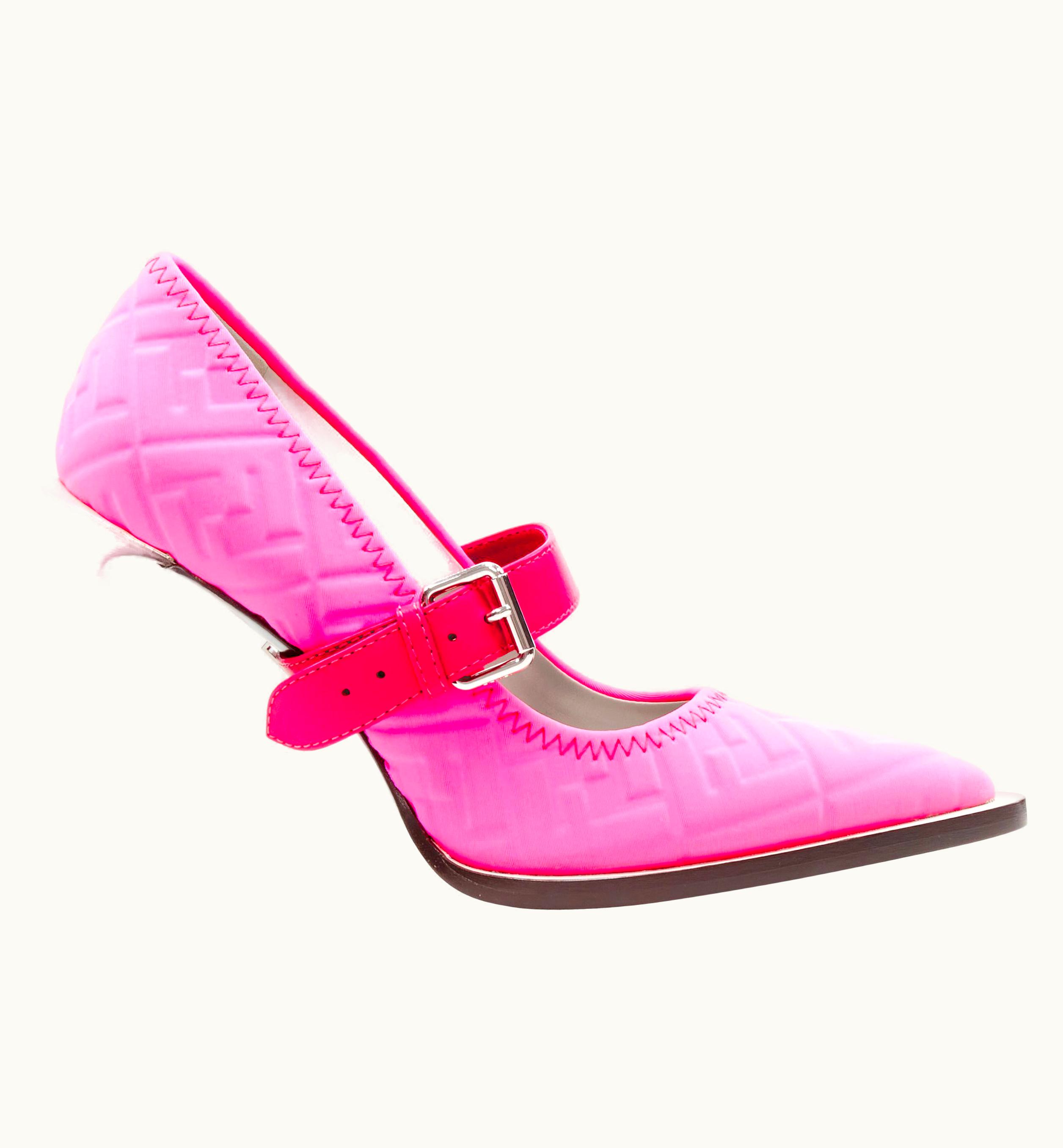 Fendi Fendi Nicki Minaj Prints On Neon Pink Ff Zucca Neoprene Buckle Pump