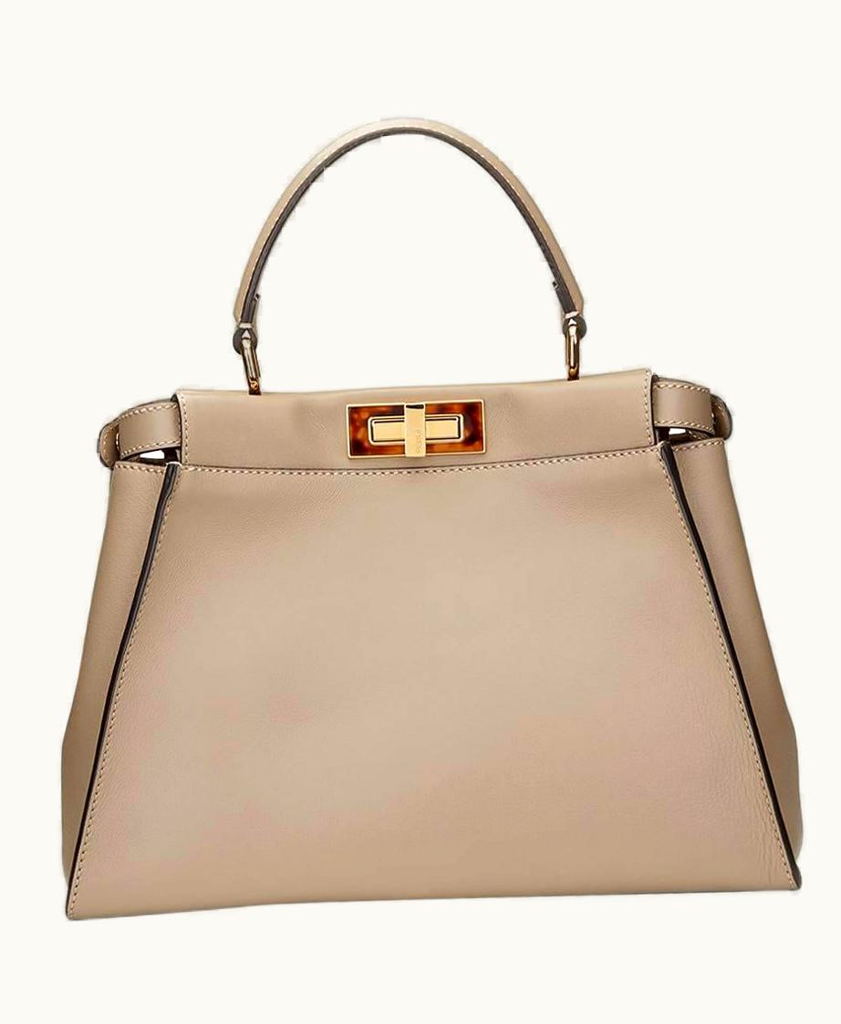 Fendi 2017 Fendi Dove Grey Calfskin Leather Regular Peekaboo