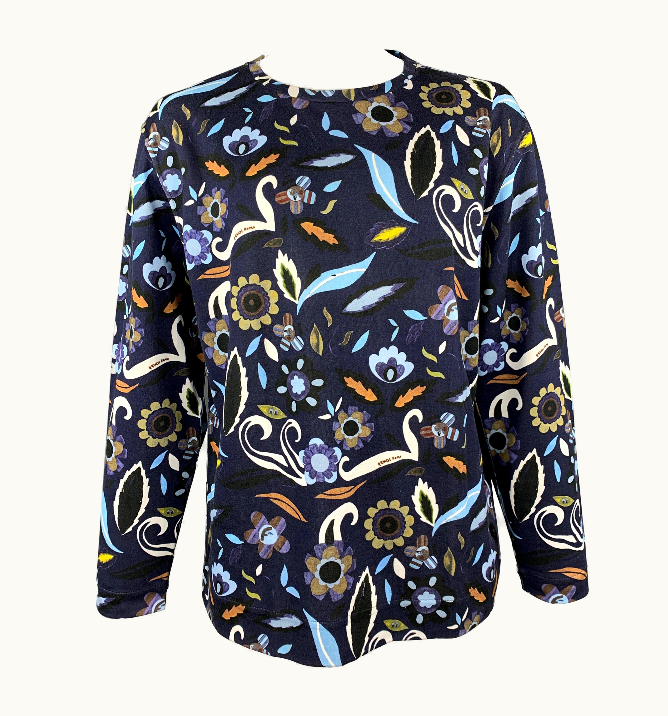 Fendi Fendi S/S 2017 Multi-Color Abstract Cotton S/S Polyamide Sweater