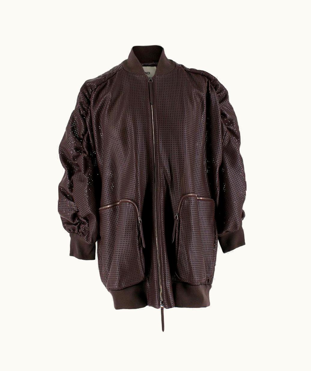 Fendi Fendi Burgundy Laser Cut Leather Runway Jacket  2019