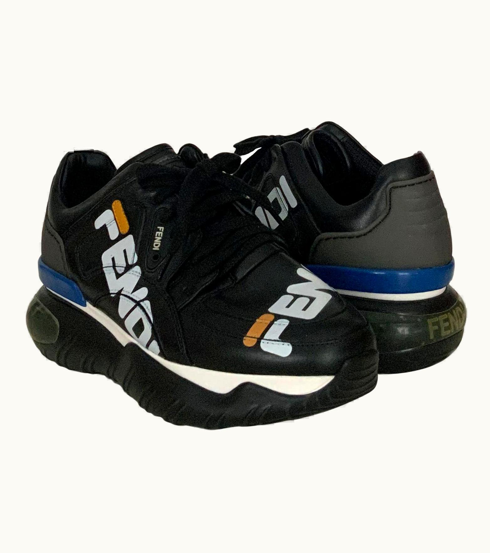 Fendi Fendi Fila Black Leather Fila Mania Platform Sneakers