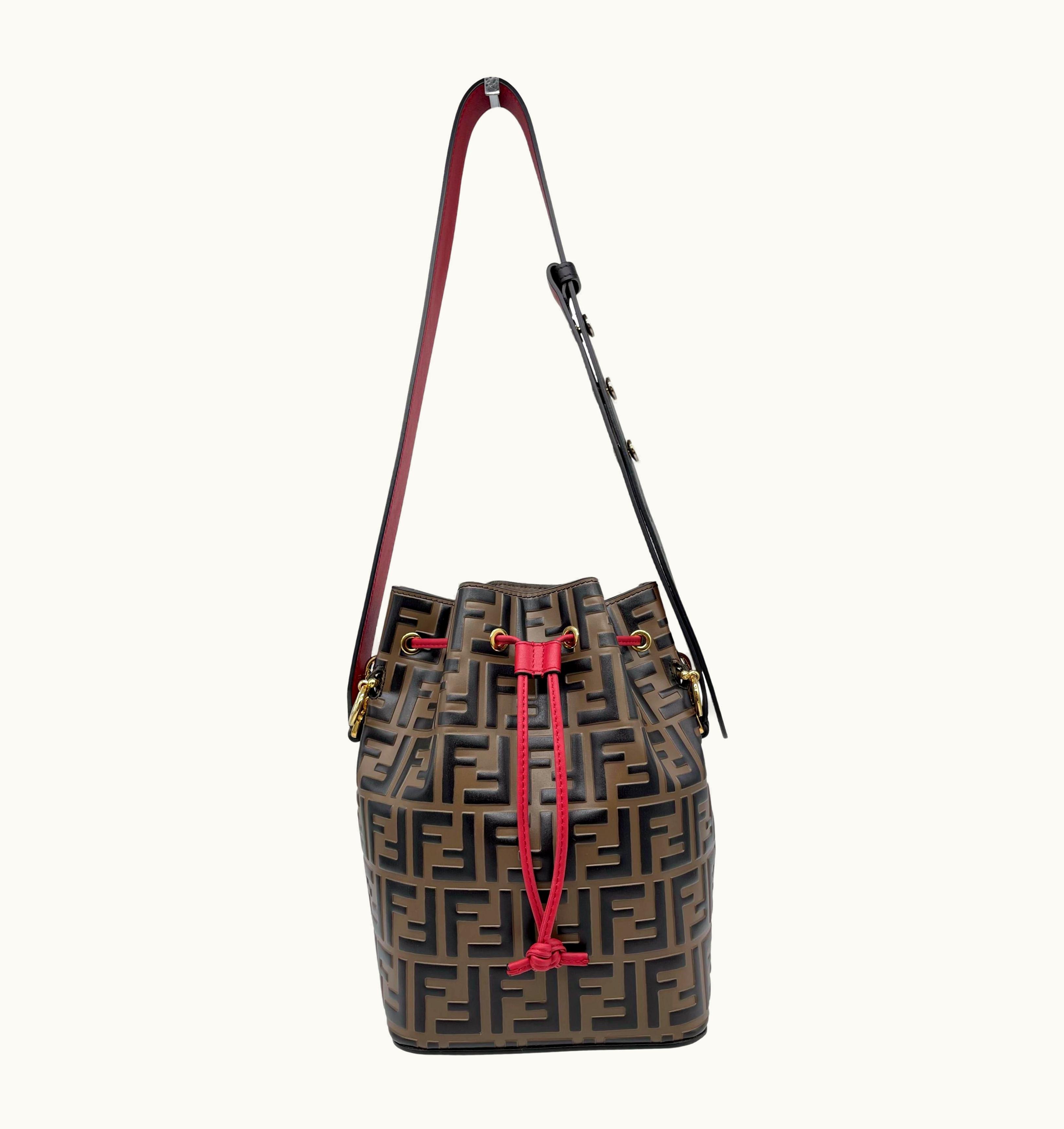 Fendi Fendi Mon Tresor Monogram Zucca Embossed Leather Bucket Shoulder Bag