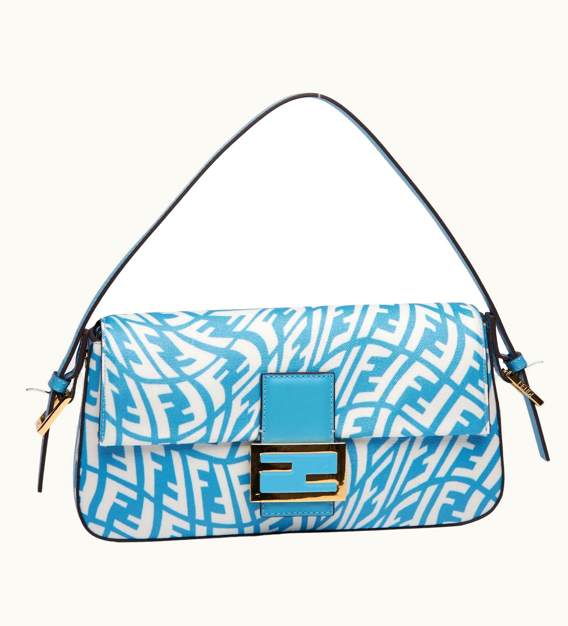 Fendi Fendi Sarah Coleman Canvas Blue Ff Vertigo Baguette Bag (2021) UZ0599923