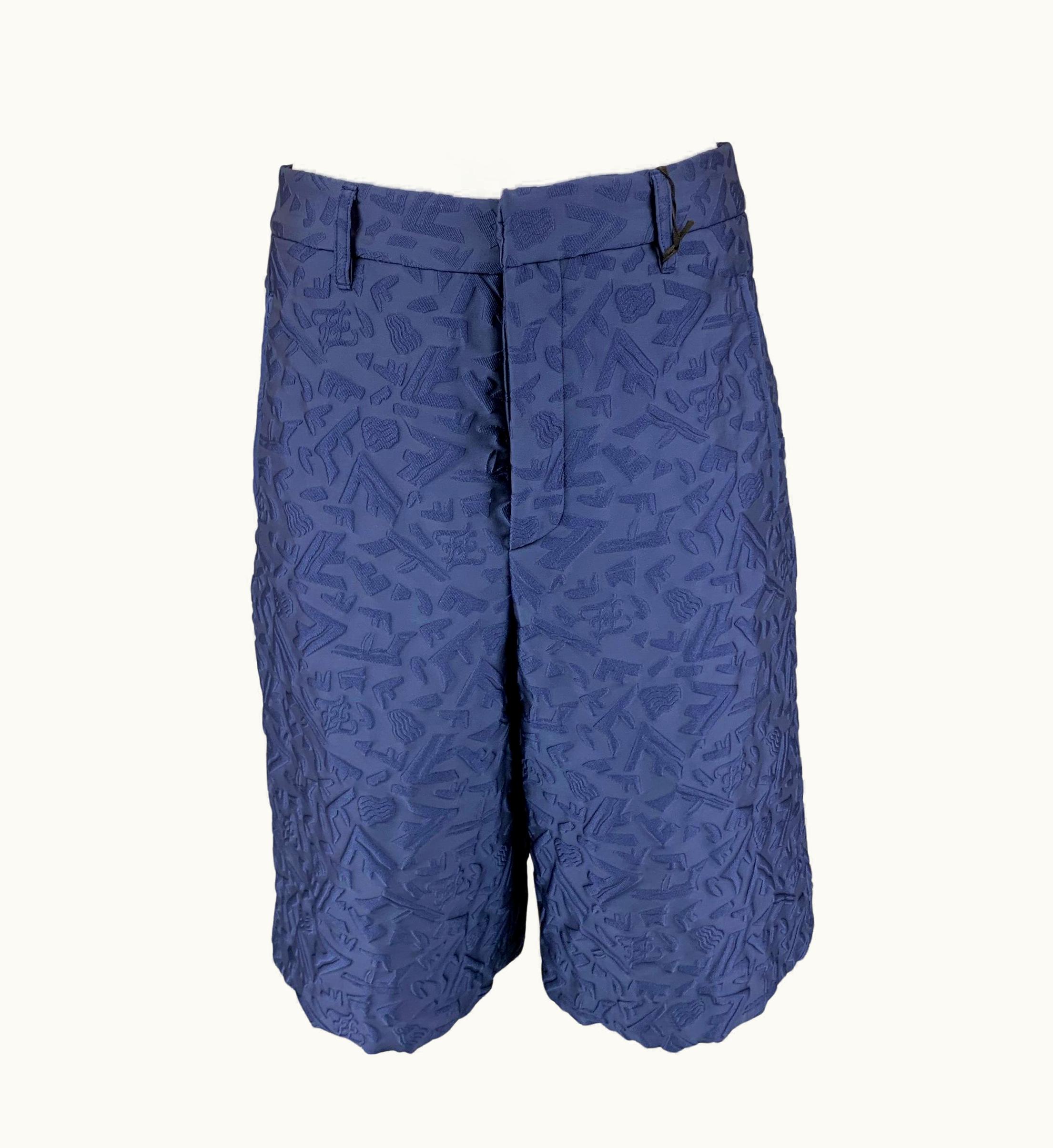 Fendi Fendi AW Capsule 2022 Blue 3d Fragment Wool Bermuda Shorts