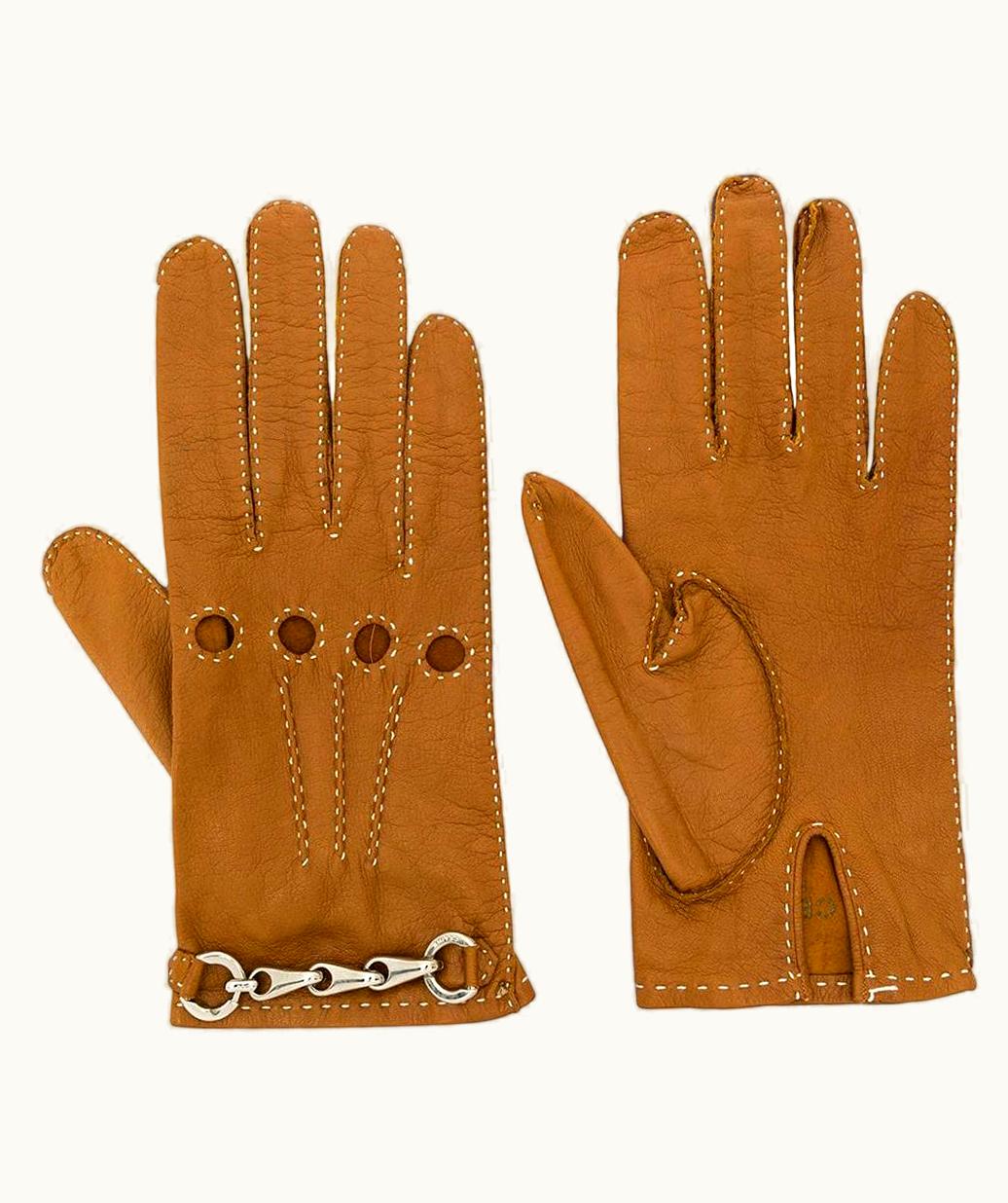 Celine Céline Tan Brown Leather Gloves