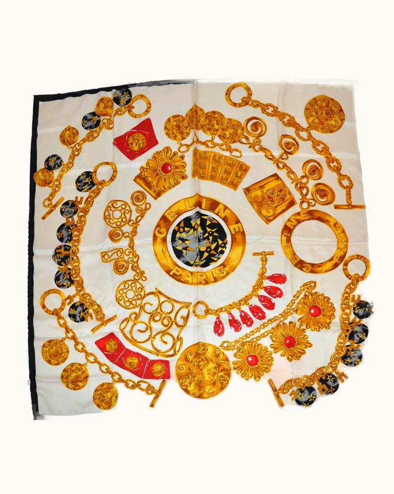 Celine Celine Signature Multi-Color Silk Scarf