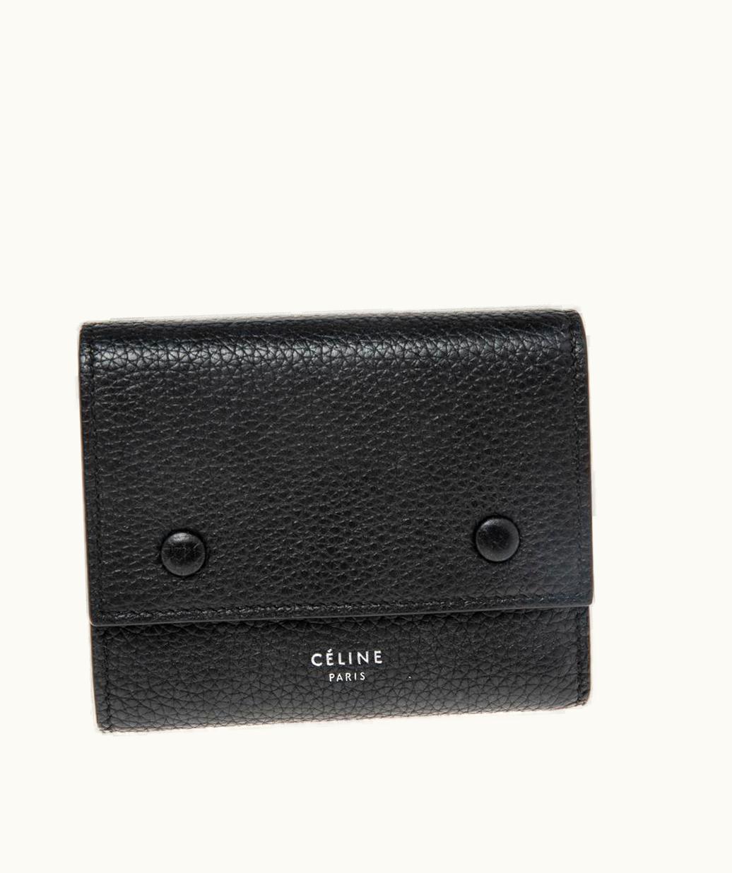 Celine Celine Black Leather Small Trifold Wallet