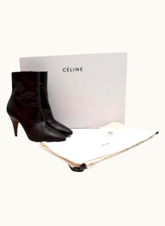 Celine Celine Chocolate Brown Leather Heeled Boots