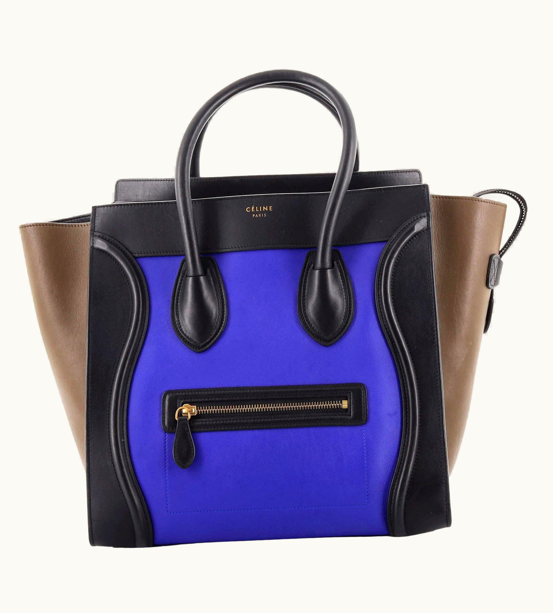 Celine Celine Tricolor Luggage Bag Leather Mini in Black/Blue/Brown Multicolor