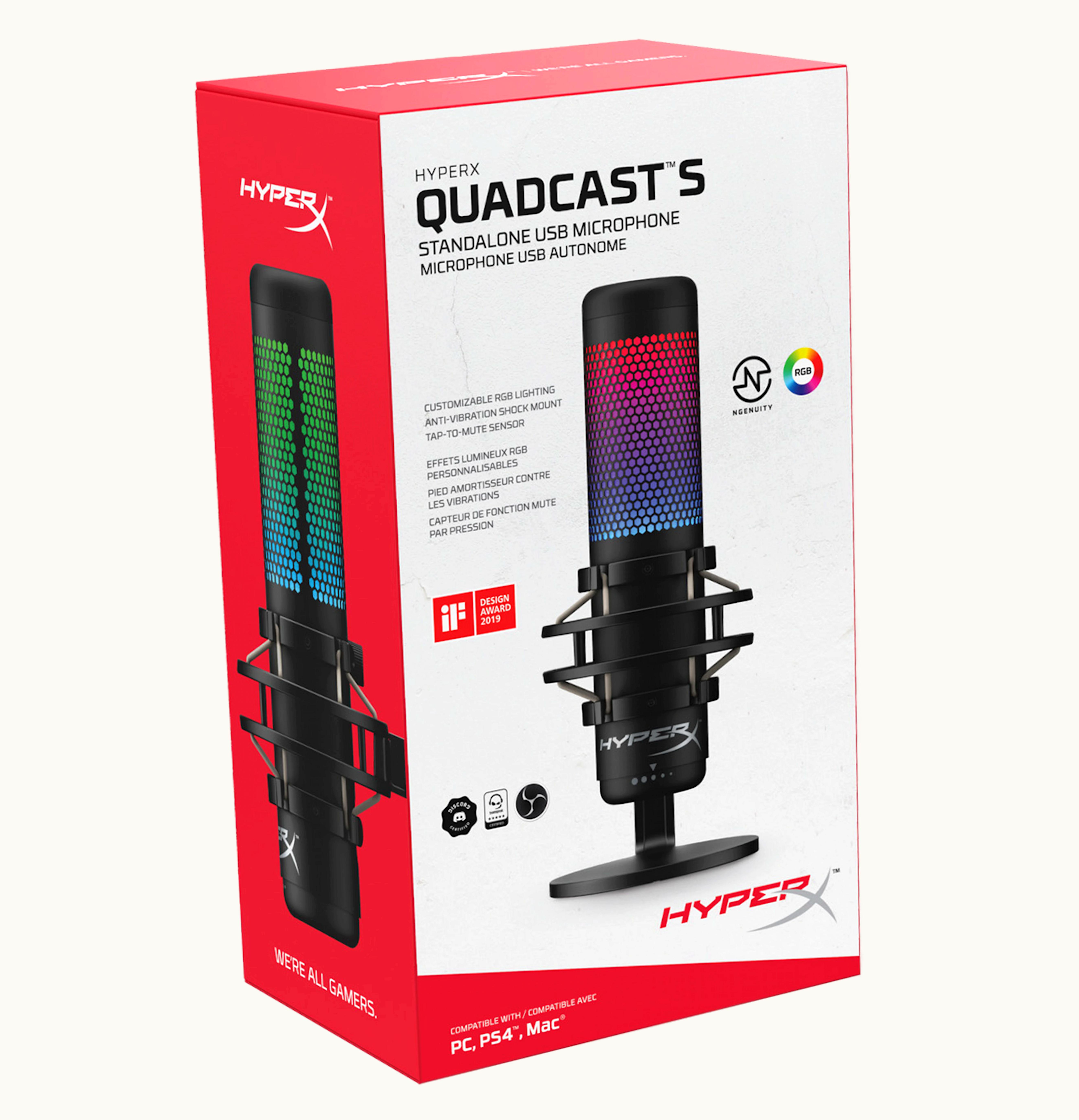 HyperX HyperX QuadCast S Wired Multi Pattern Electret Condenser Microphone HMIQ1S XX RG G Black