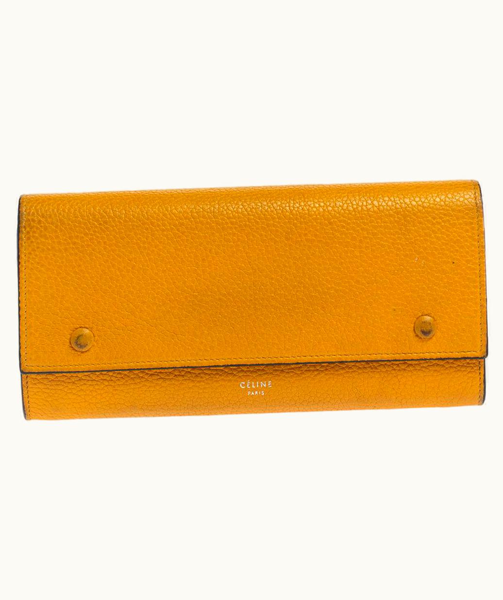 Celine Celine Yellow Leather Large Multifunction Flap Wallet