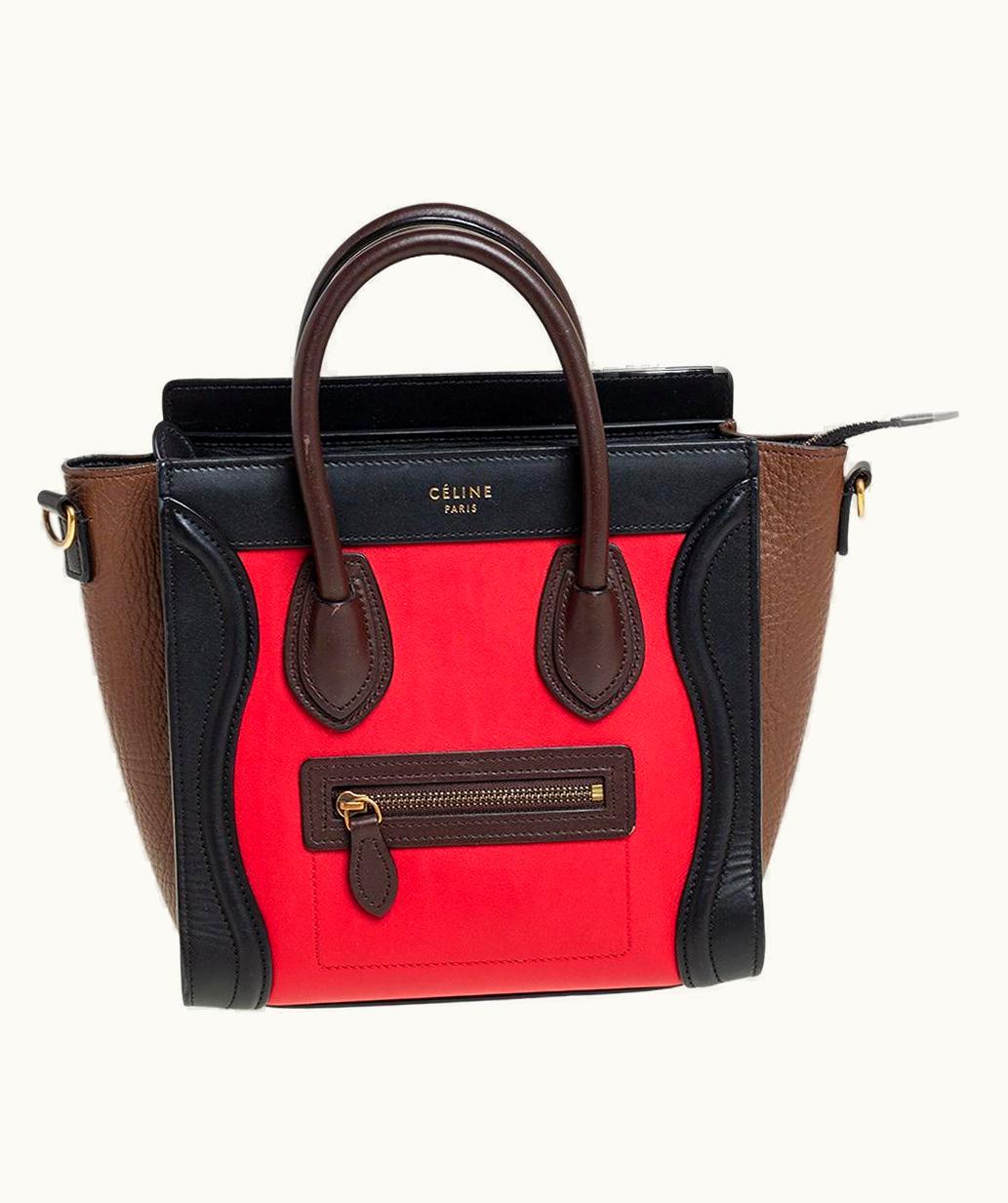 Celine Céline Tri Color Leather Nano Luggage Tote