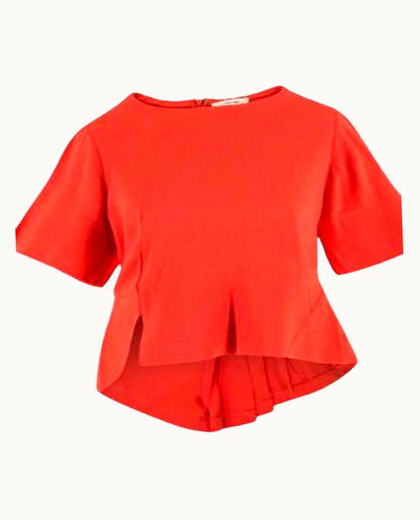 Celine Celine Asymmetric Structured Silk-Blend Pleated Top