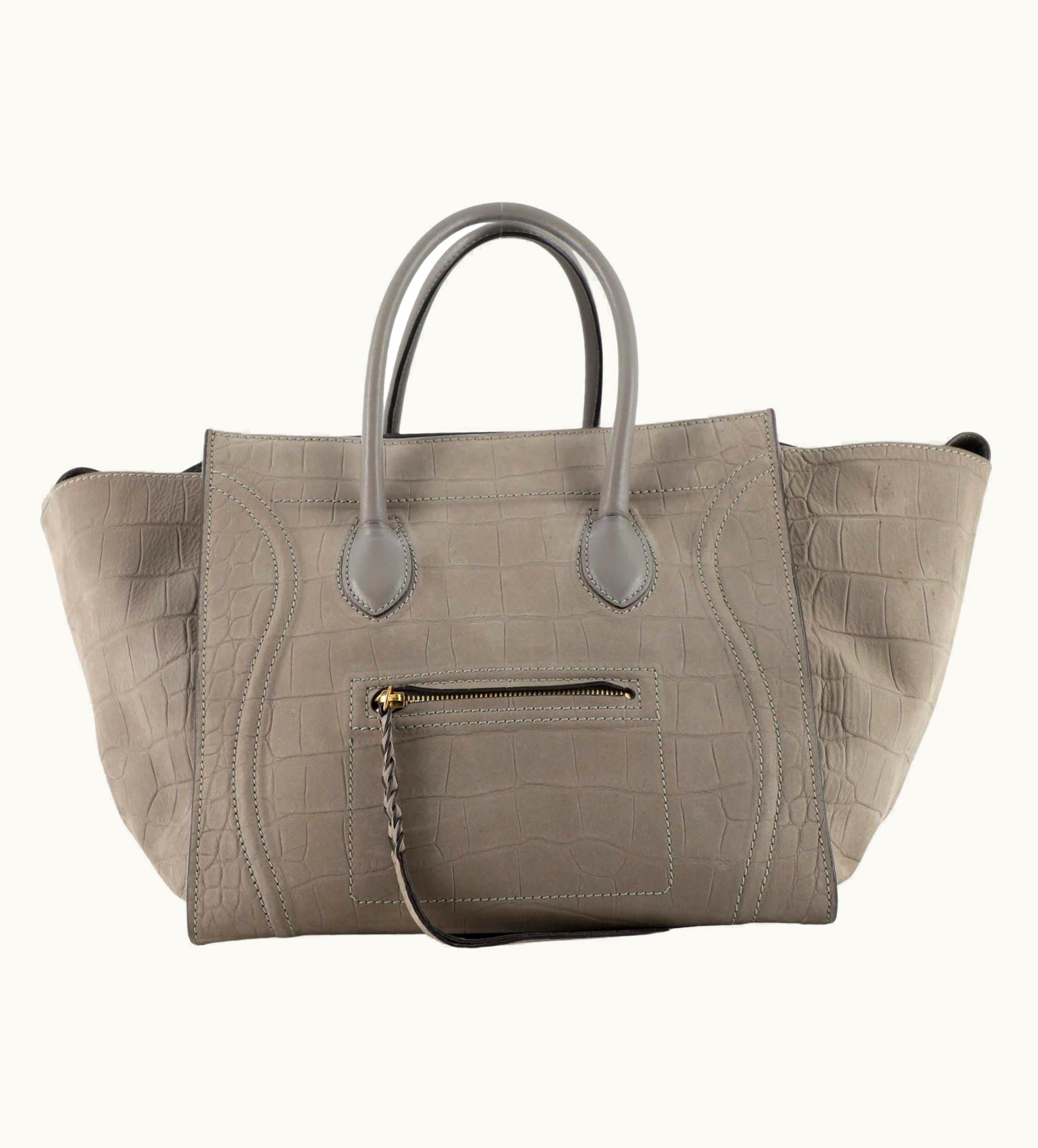 Celine Celine Phantom Bag Crocodile Embossed Nubuck Medium