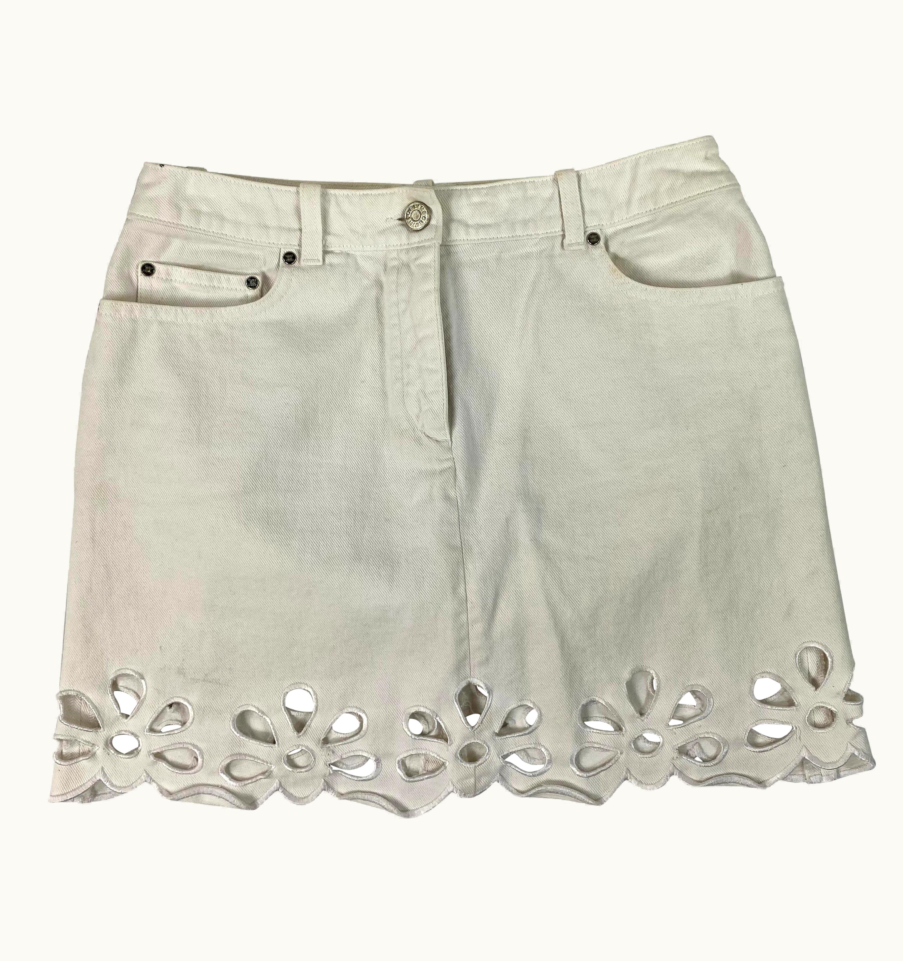 Celine Celine White Denim Mini Skirt