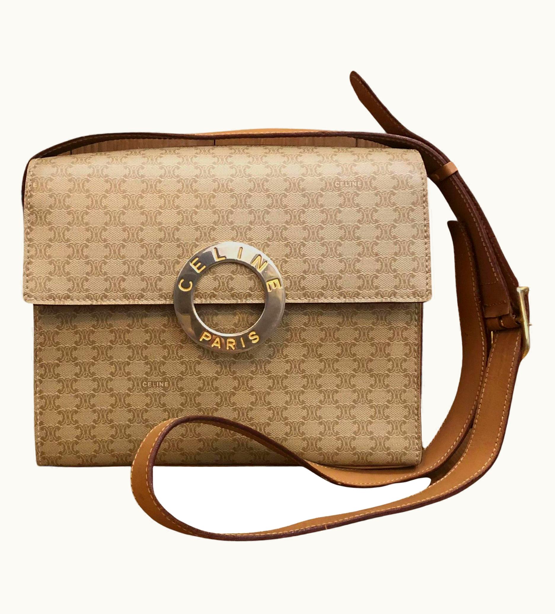 Celine Vintage Celine Macadam Canvas Box Shoulder Ring Bag