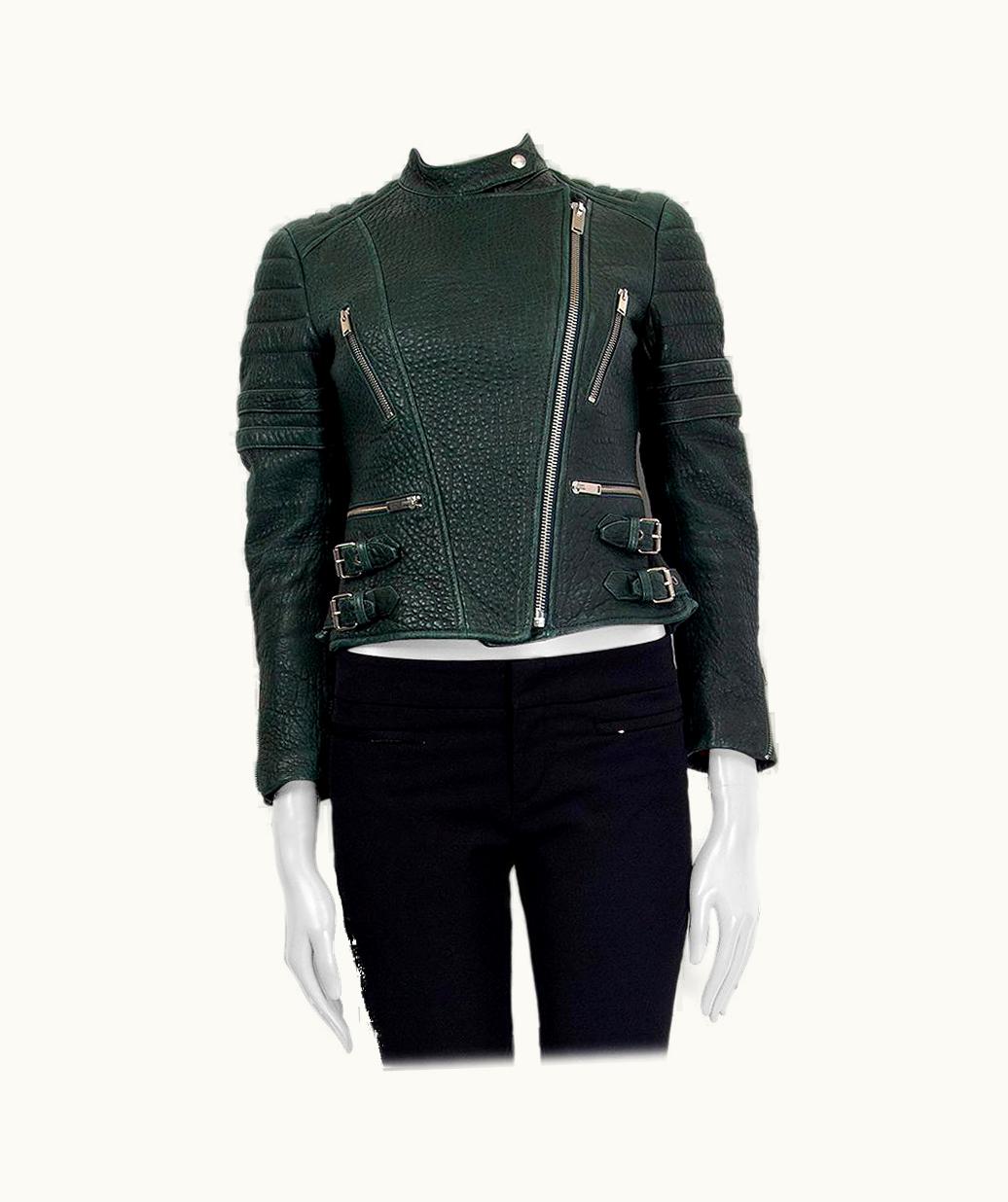 Celine Celine Dark Green Leather Biker Jacket