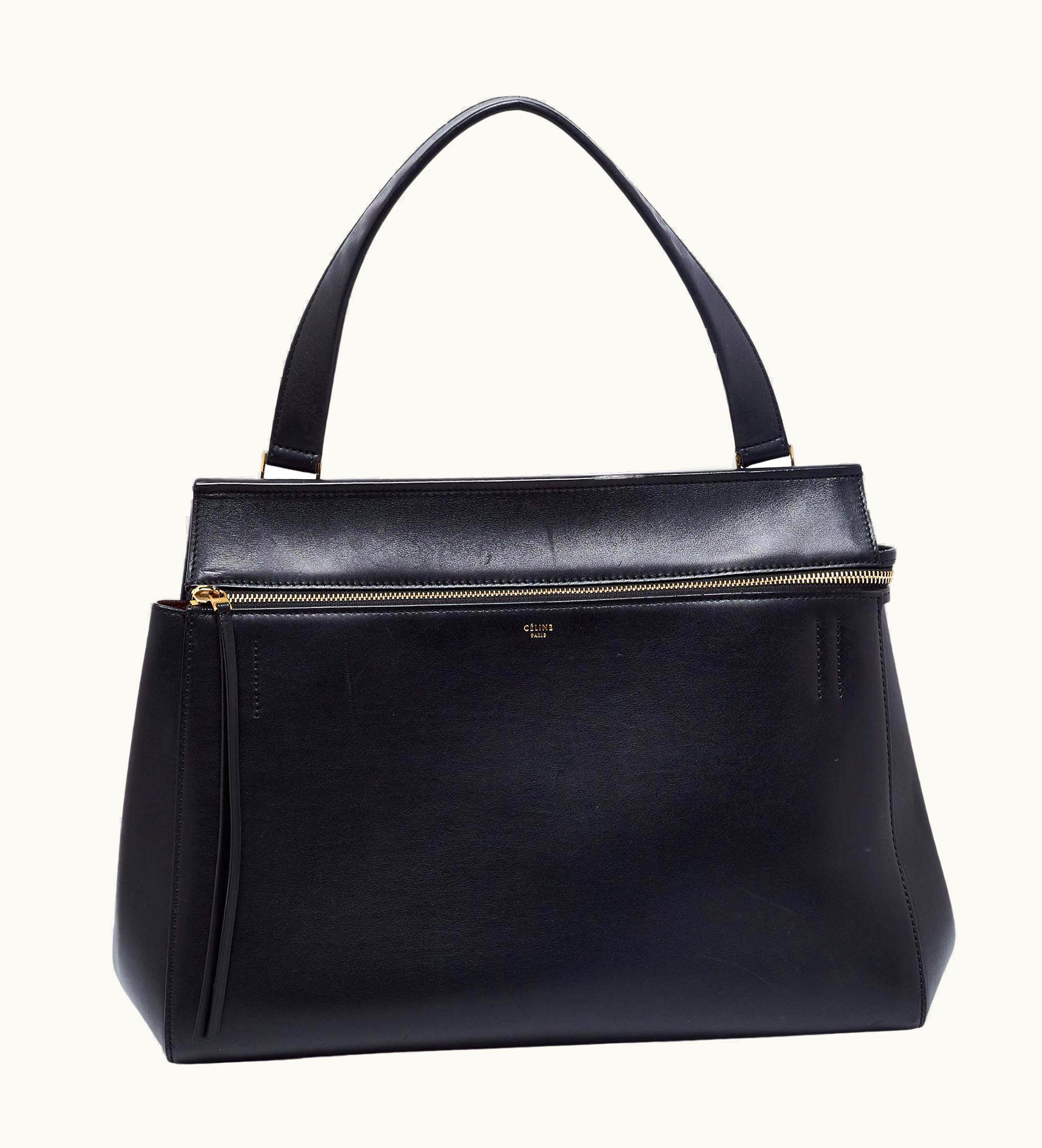 Celine Celine Black Leather Large Edge Top Handle Bag