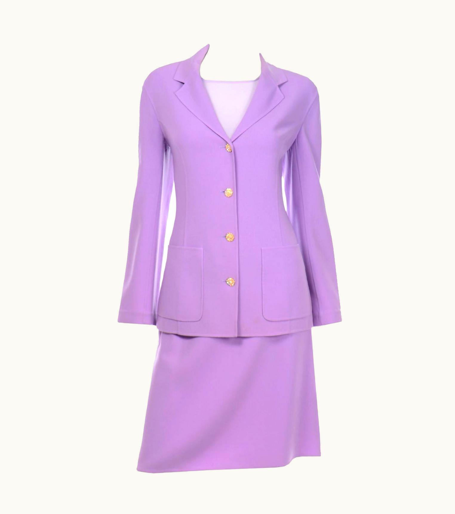 Celine Monochromatic Celine Monochromatic Minimalist Lavender Skirt Jacket Suit