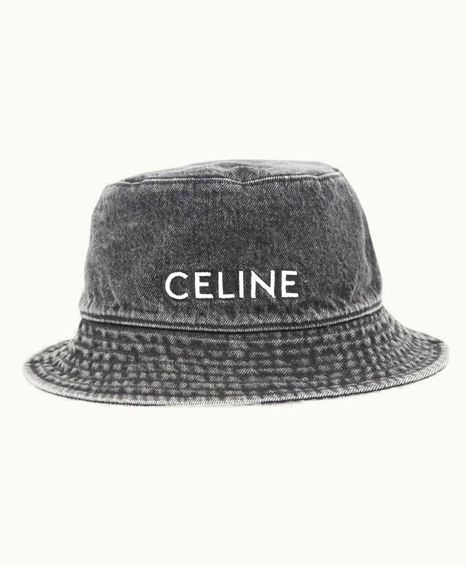 Celine Celine Logo Embroidered Washed Denim Bucket Hat Medium