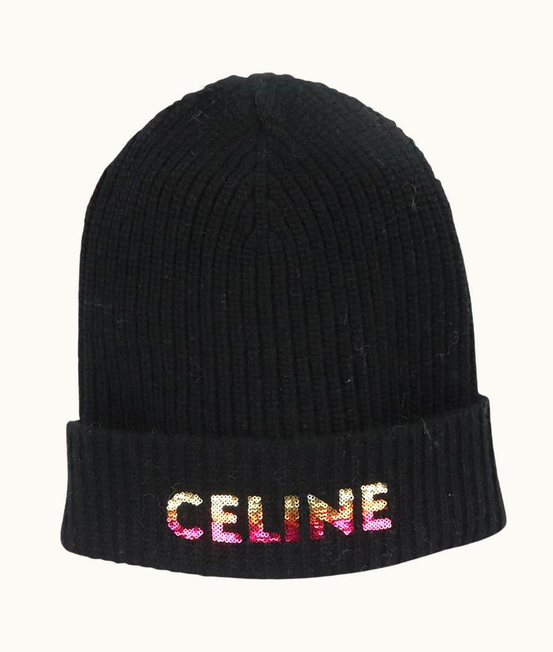Celine Celine Sequin Embellished Ribbed Wool Beanie One Size