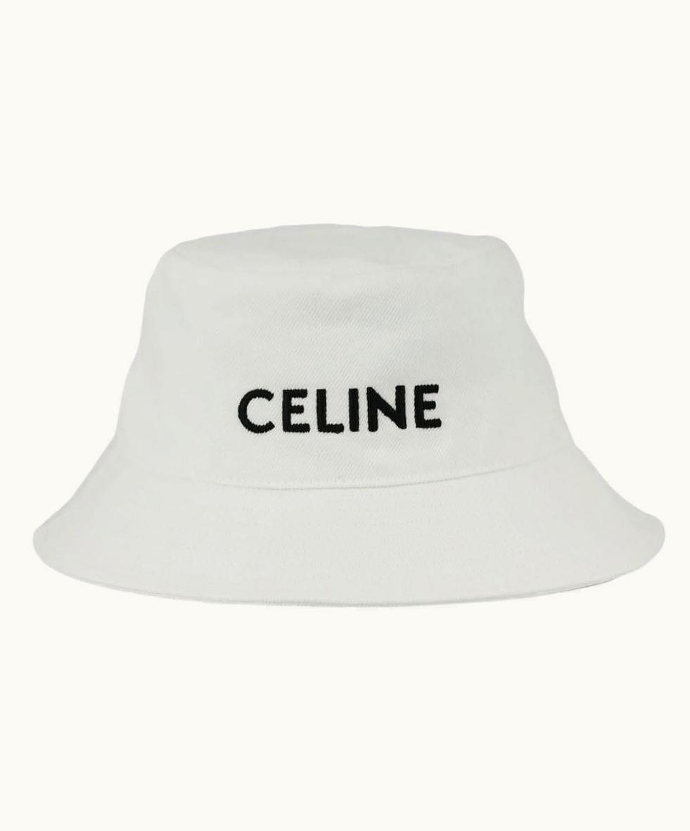 Celine Celine Logo Embroidered Cotton Twill Bucket Hat Medium