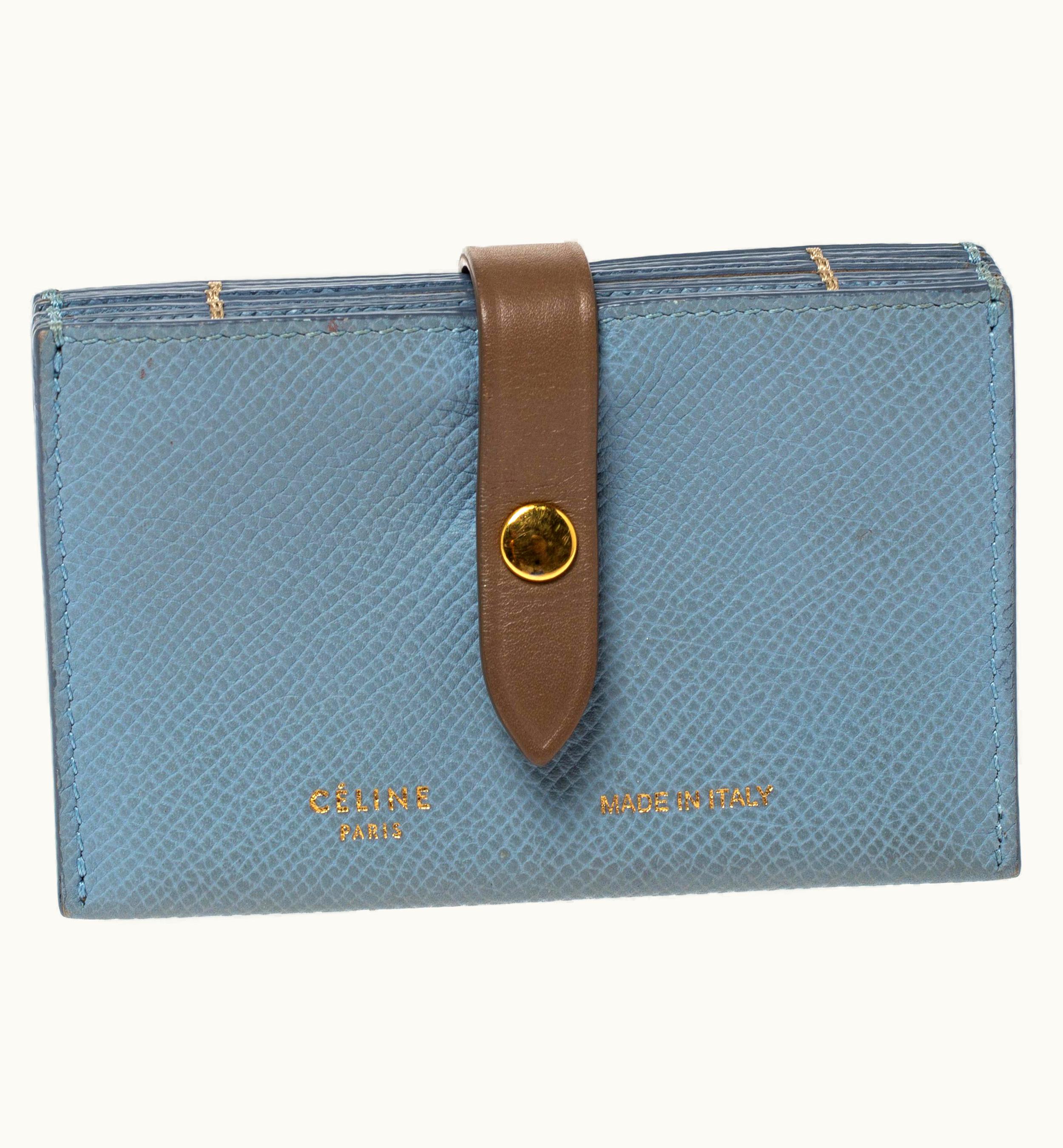 Celine Celine Dusty Blue Grained Leather Accordeon Card Holder