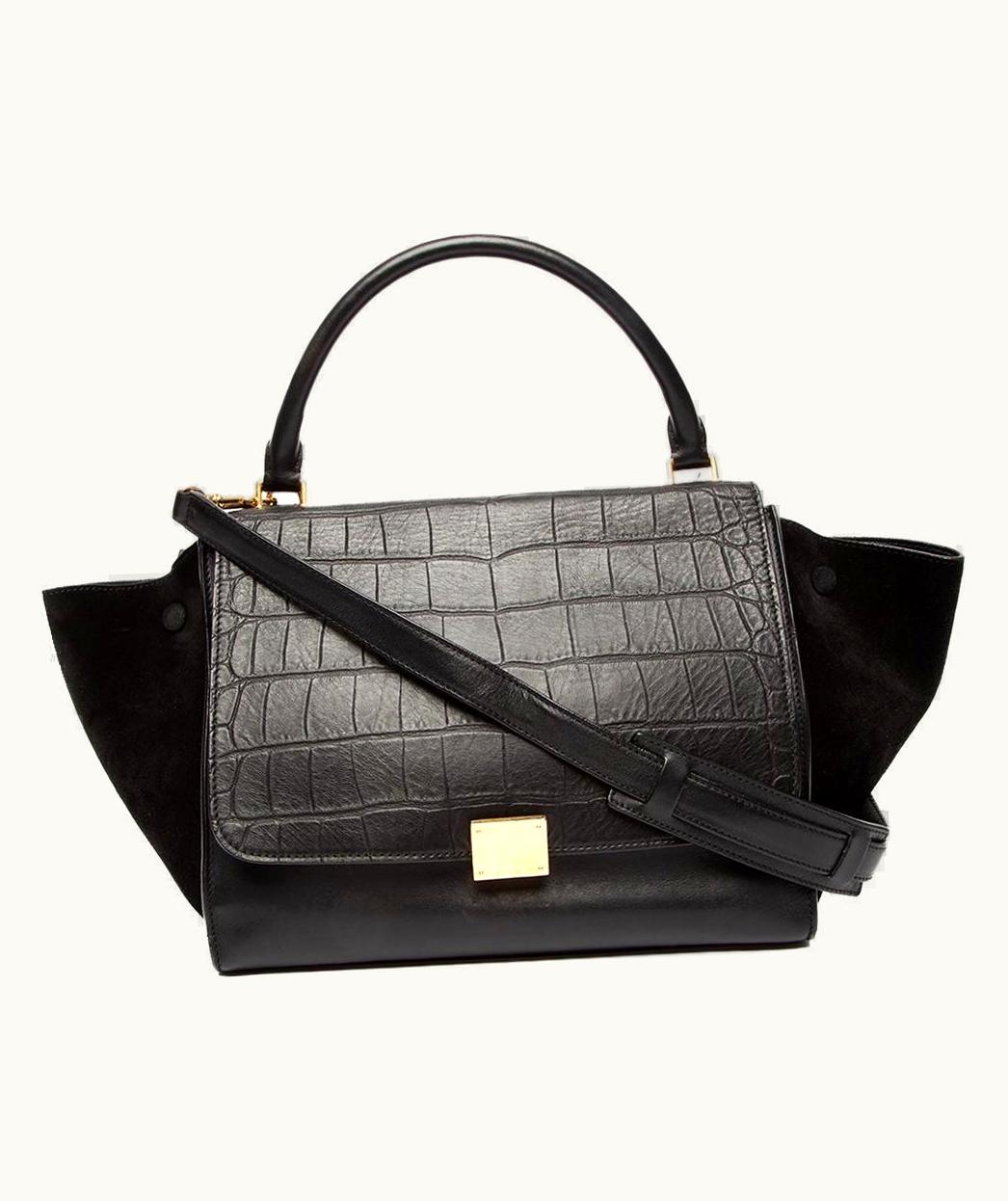 Celine Céline Women' Crocodile Effect Trapeze Bag