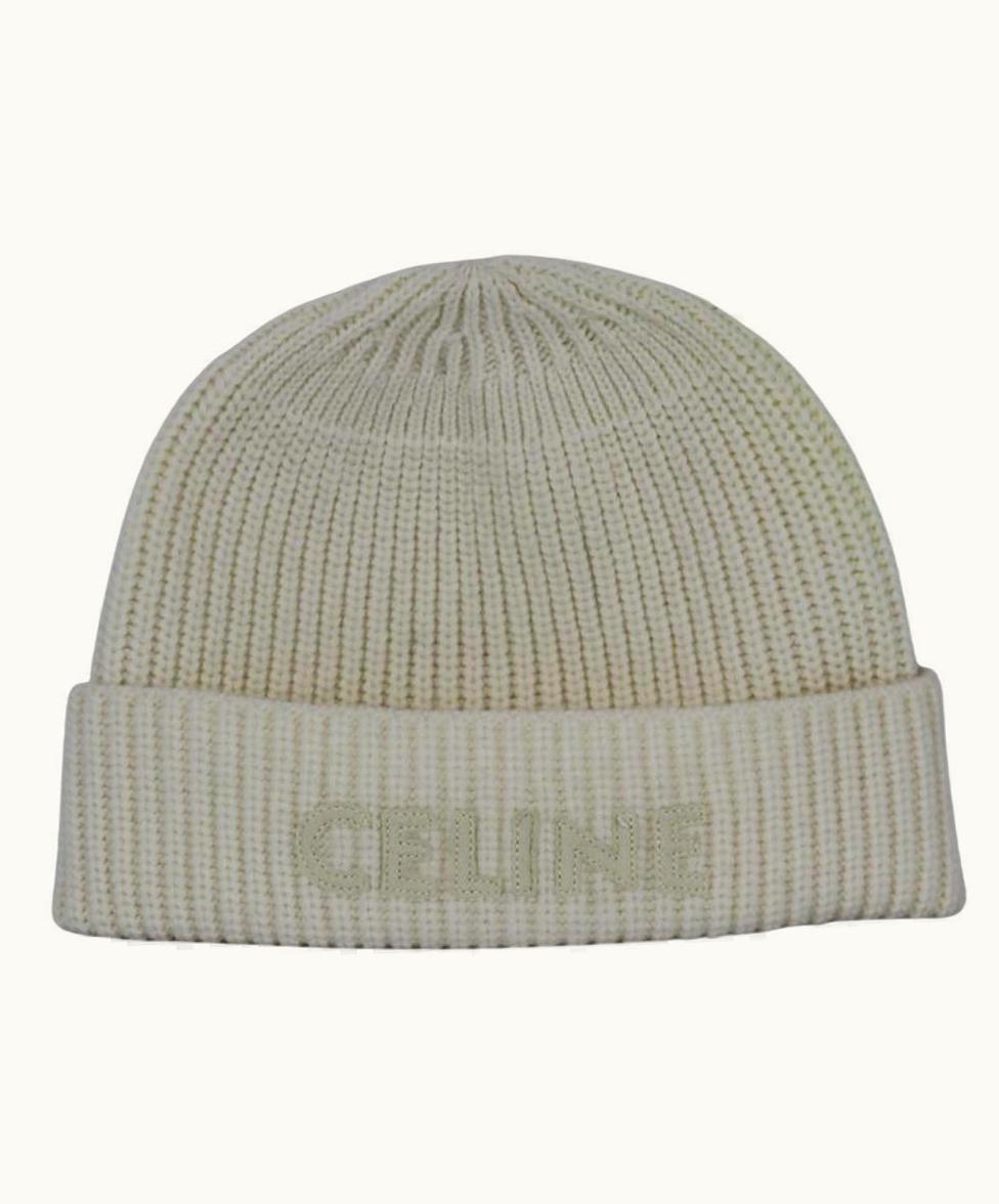 Celine Celine Logo Detailed Ribbed Wool Beanie One Size