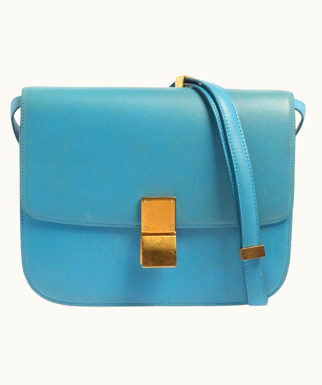 Celine Celine Blue Leather Medium Classic Box Shoulder Bag