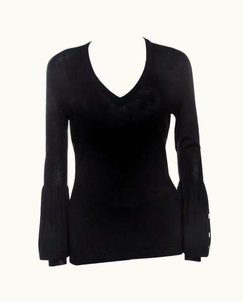 Celine Celine Black Cashmere Knit Long Sleeve Top