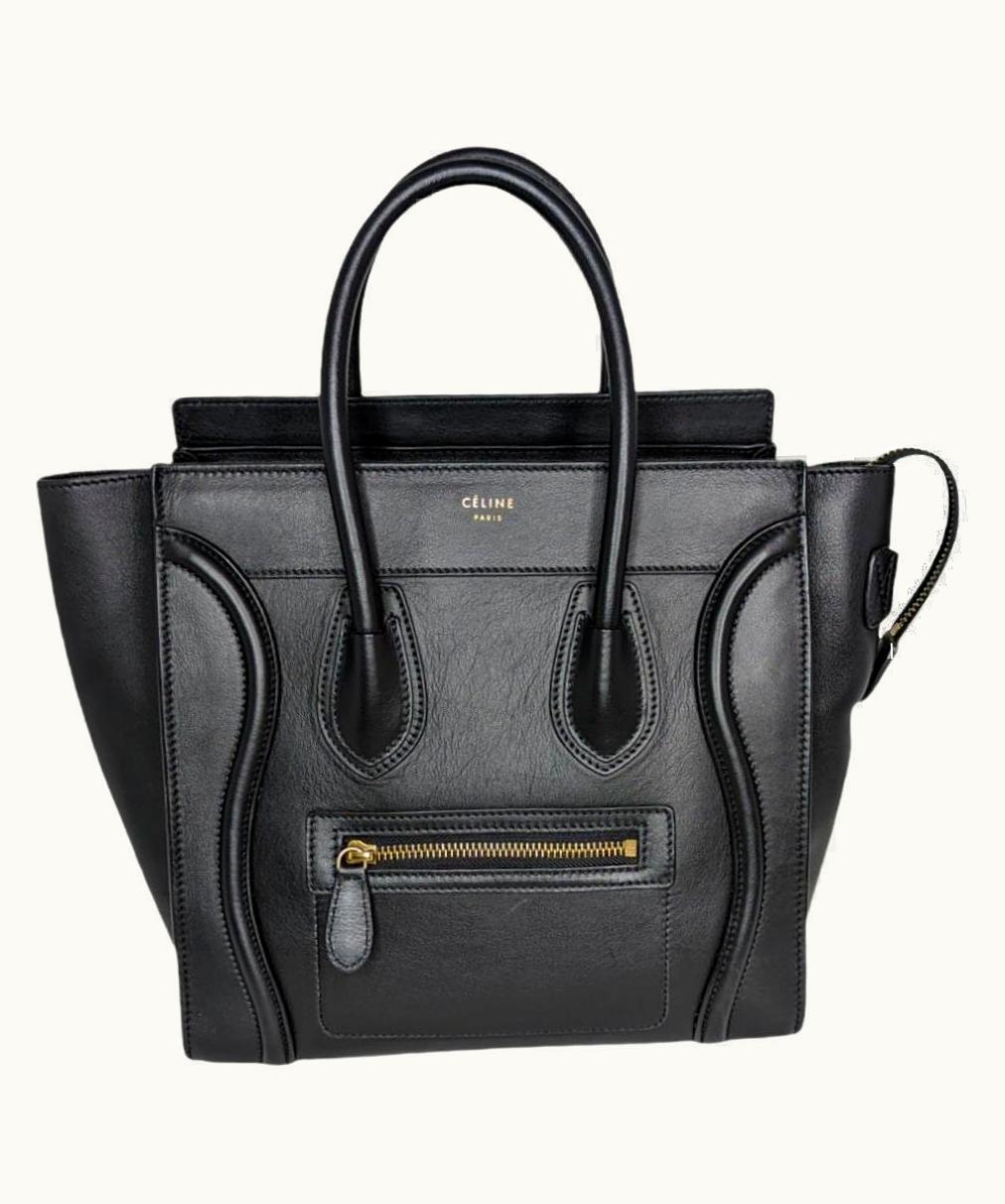 Celine Celine Micro Luggage Handbag In Black Smooth Calfskin