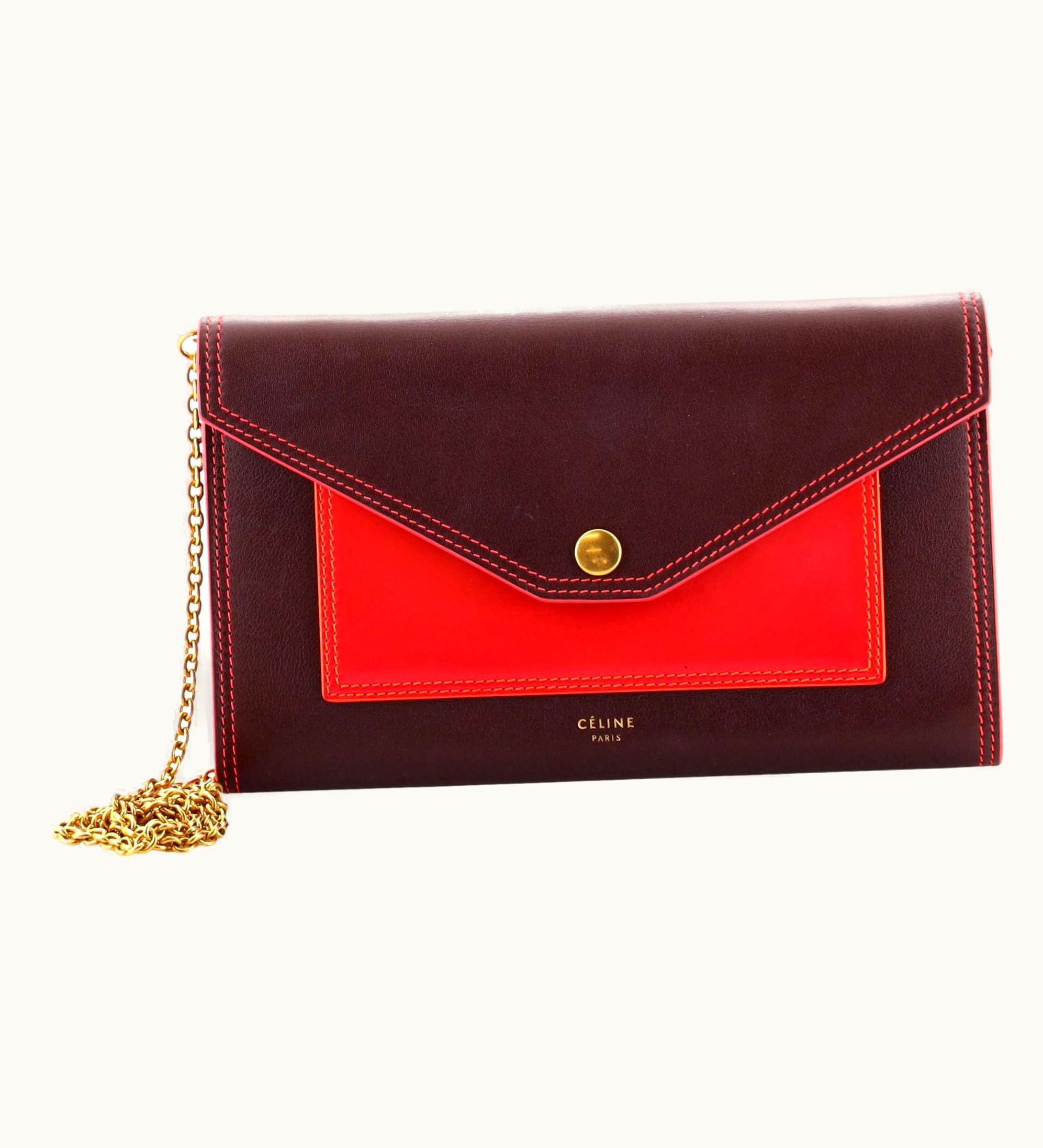 Celine Celine Pocket Envelope Wallet On Chain Leather Medium UZ0600324