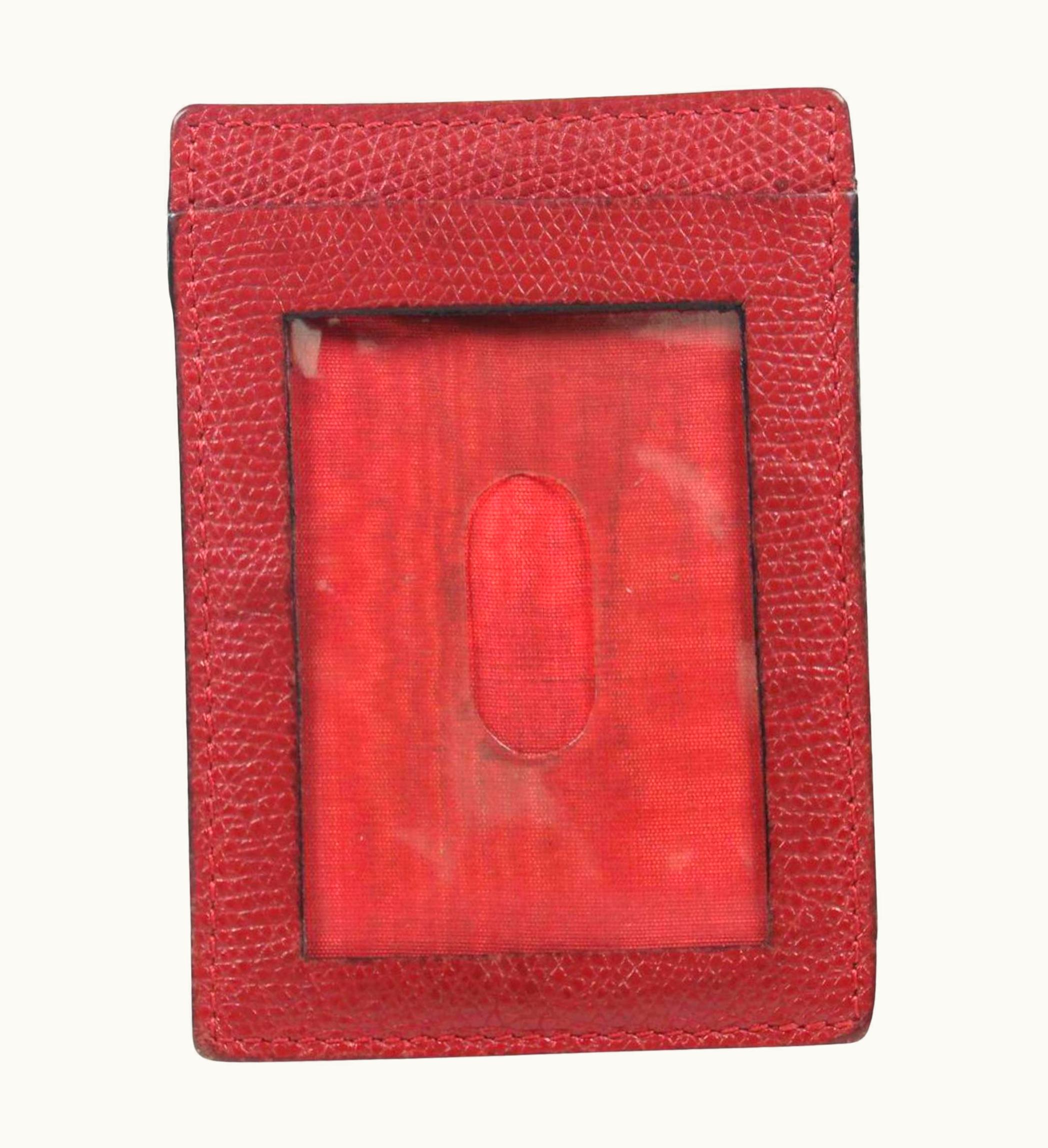Celine Céline Red Leather Id Holder Card Case 5cl1102