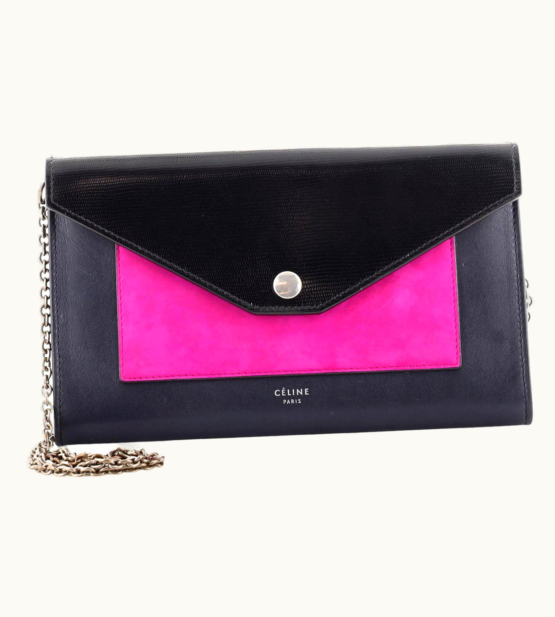 Celine Celine Pocket Envelope Wallet On Chain Leather Medium UZ0600332